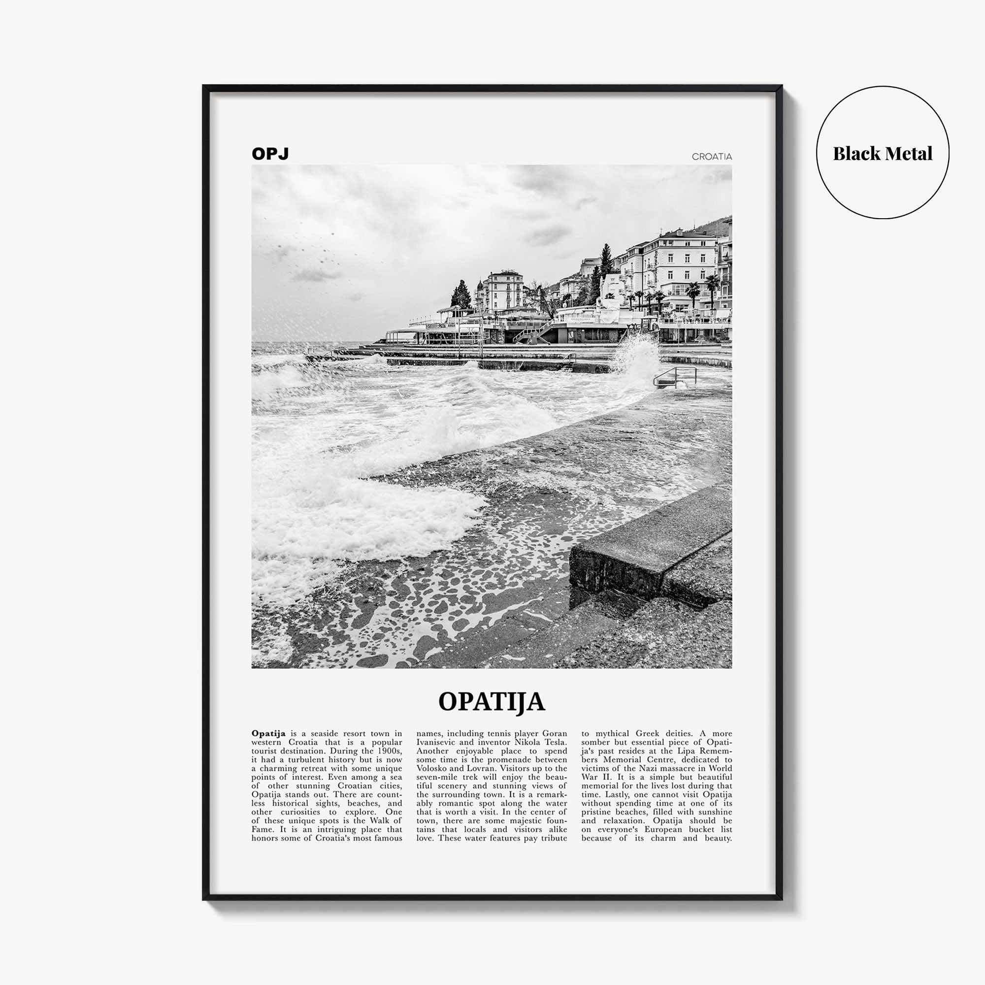 Opatija Print Black and White, Opatija Wall Art, Opatija Poster, Opatija Photo, Opatija Wall Décor, Abbazia, Sankt Jakobi, Croatia, Hrvatska