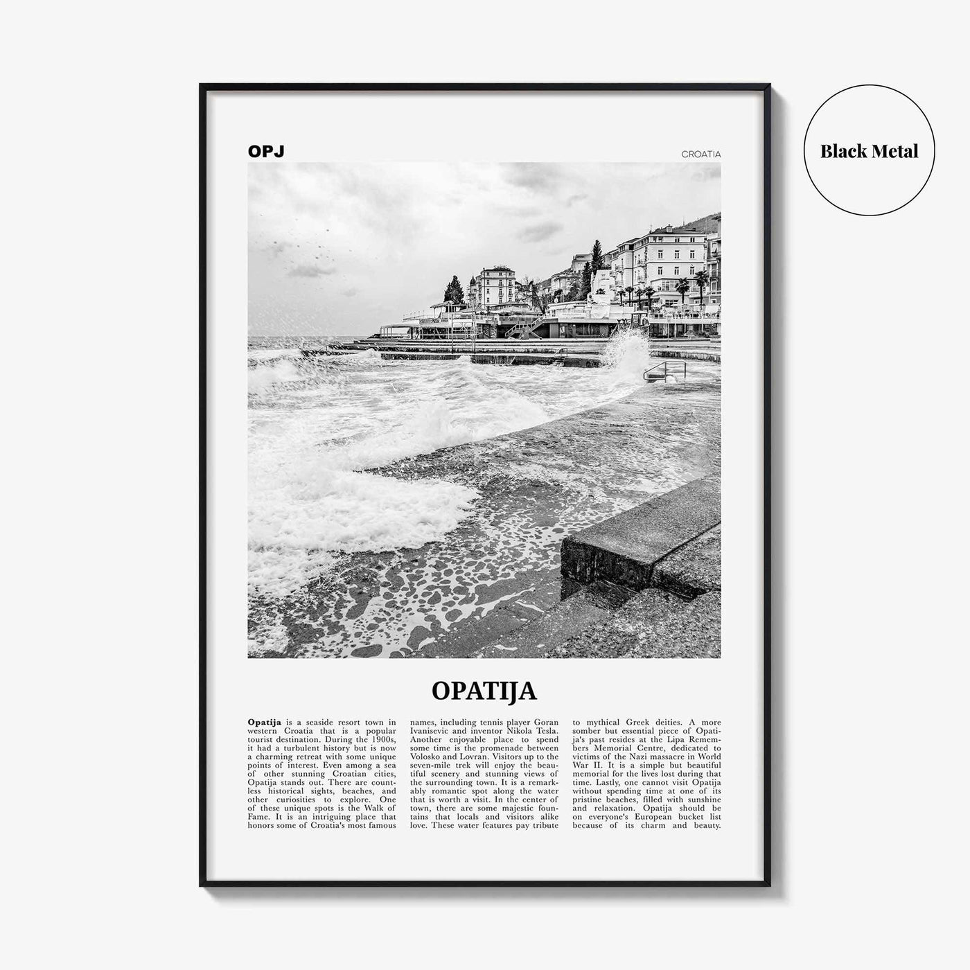 Opatija Print Black and White, Opatija Wall Art, Opatija Poster, Opatija Photo, Opatija Wall Décor, Abbazia, Sankt Jakobi, Croatia, Hrvatska