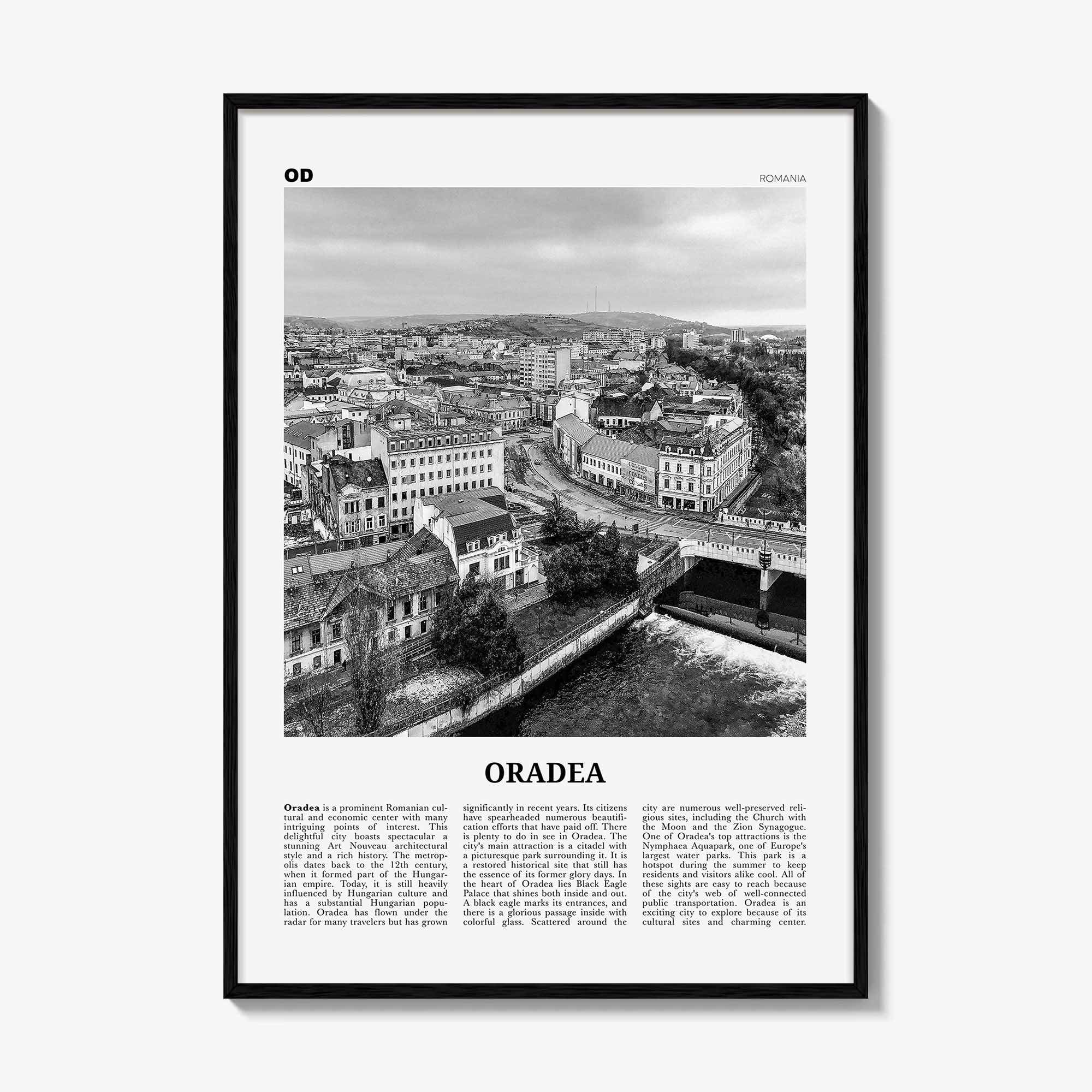 Oradea Print Black and White, Oradea Wall Art, Oradea Poster, Oradea Photo, Oradea Wall Décor, Nagyvárad, Großwardein, Romania, Crișana