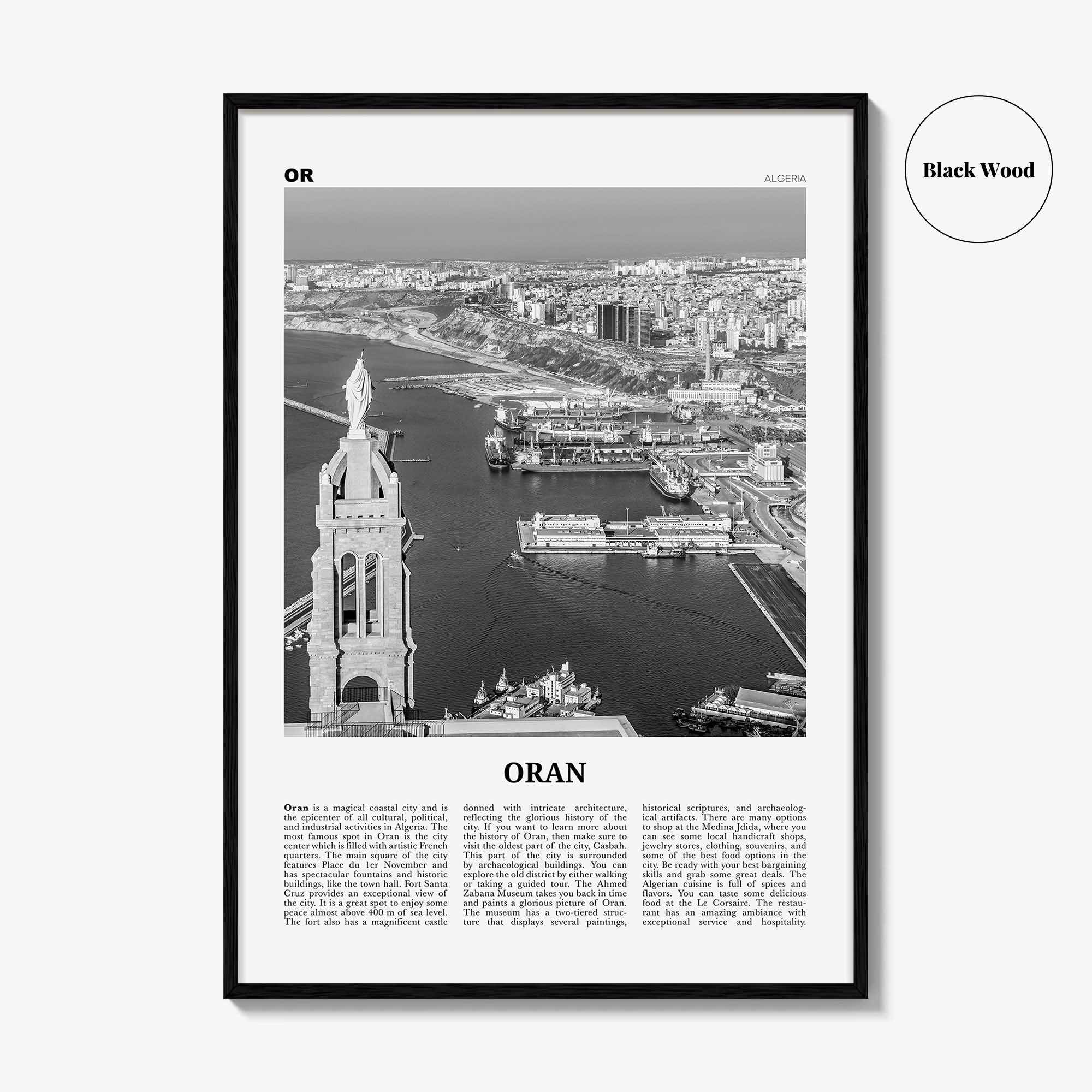 Oran Print Black and White, Oran Wall Art, Oran Poster, Oran Photo, Oran Wall Décor, Algeria, وهران