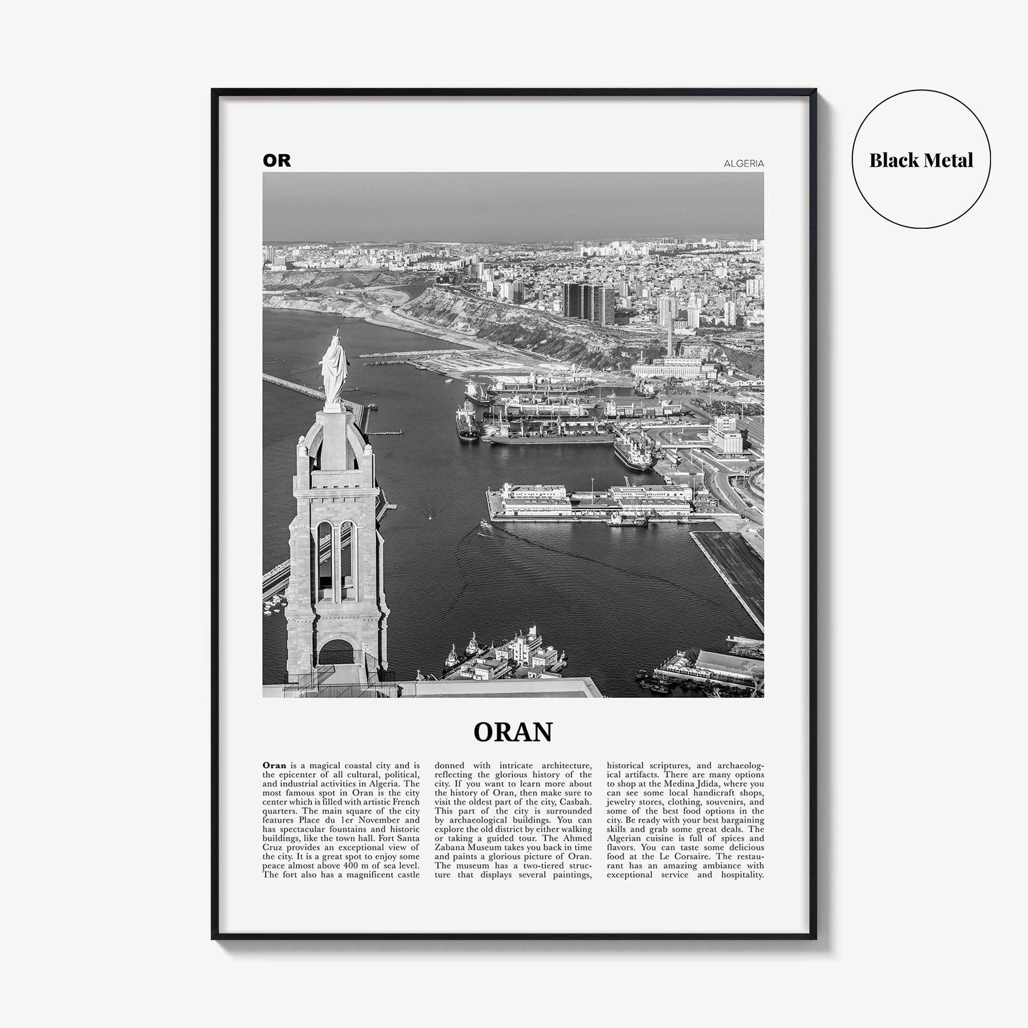 Oran Print Black and White, Oran Wall Art, Oran Poster, Oran Photo, Oran Wall Décor, Algeria, وهران