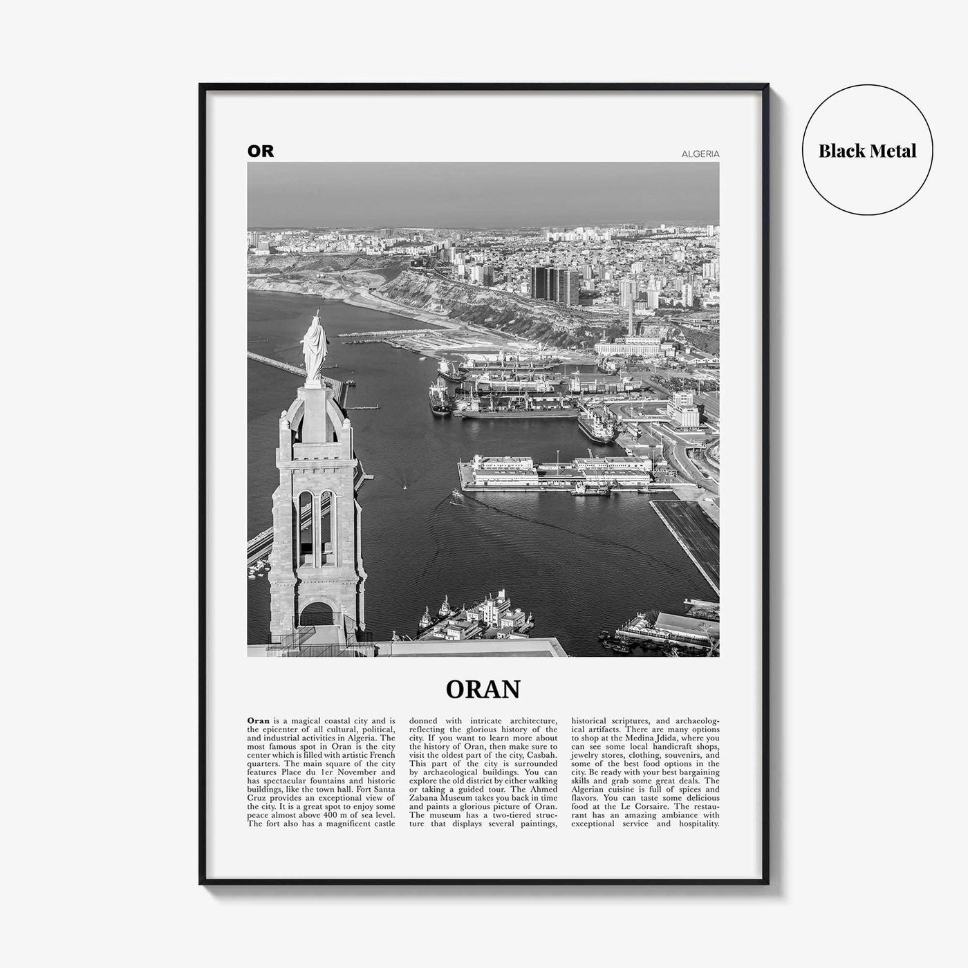 Oran Print Black and White, Oran Wall Art, Oran Poster, Oran Photo, Oran Wall Décor, Algeria, وهران