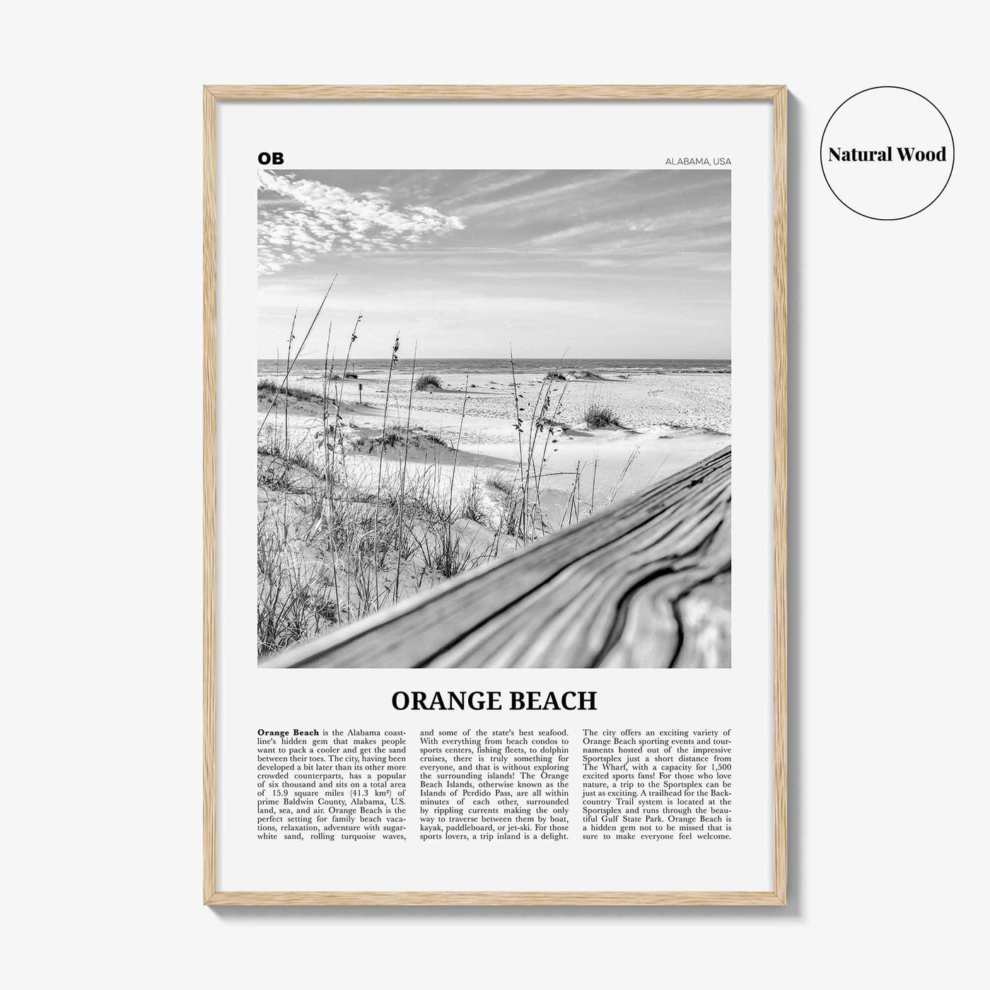 Orange Beach Print Black and White, Orange Beach Wall Art, Orange Beach Poster, Orange Beach Photo, Orange Beach Wall Décor, Alabama, USA