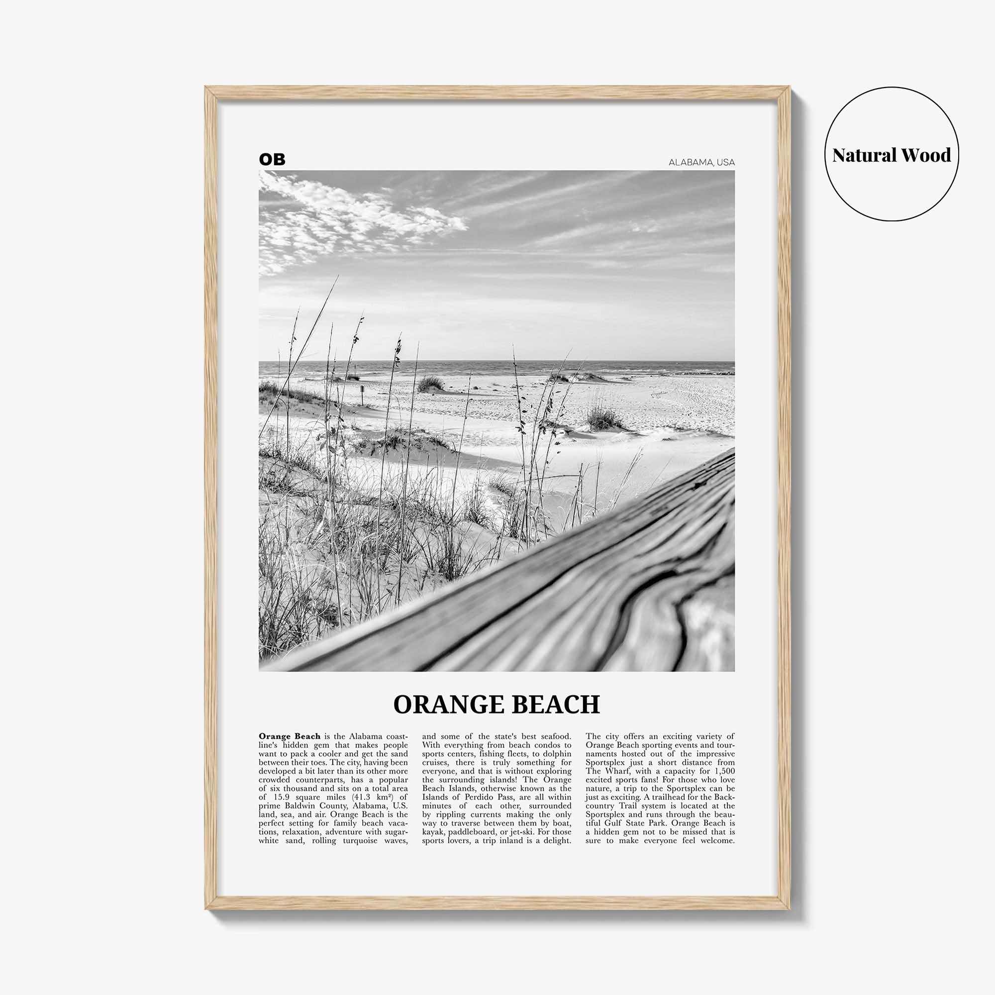 Orange Beach Print Black and White, Orange Beach Wall Art, Orange Beach Poster, Orange Beach Photo, Orange Beach Wall Décor, Alabama, USA