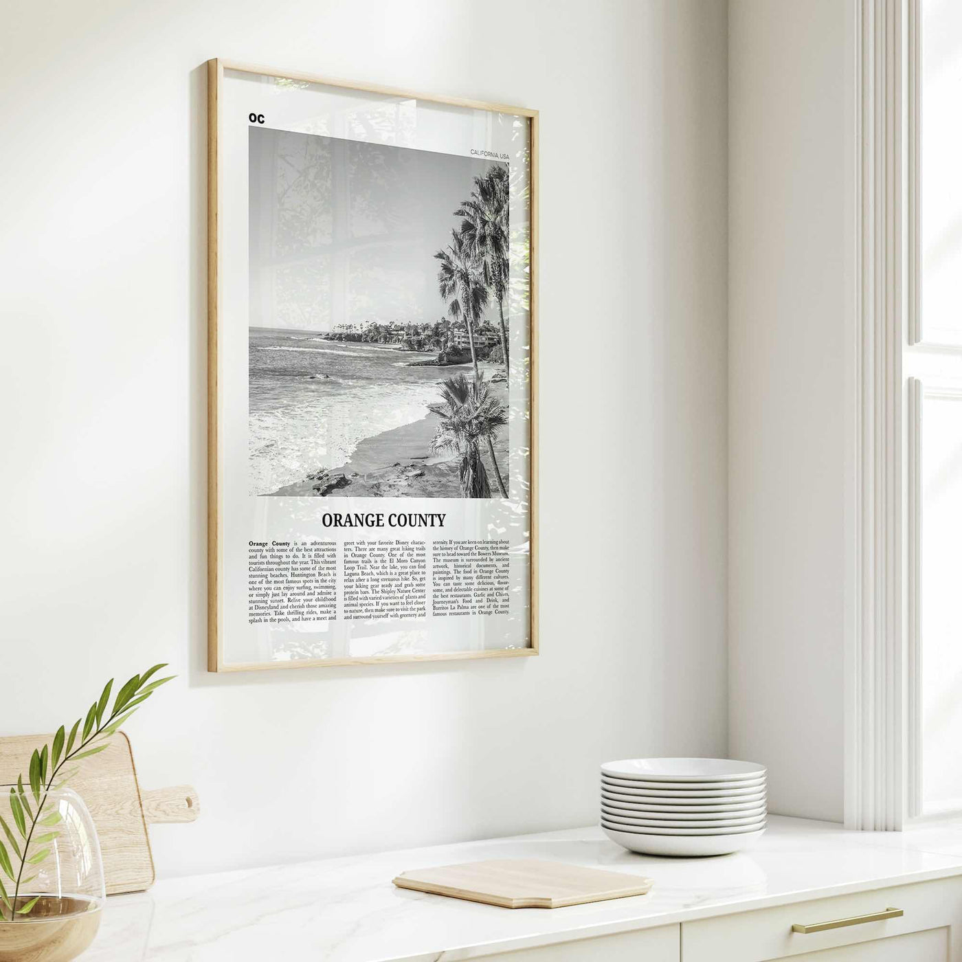 Orange County Print Black and White No 1, Orange County Wall Art, Orange County Poster, Orange County Photo, California, USA, United States