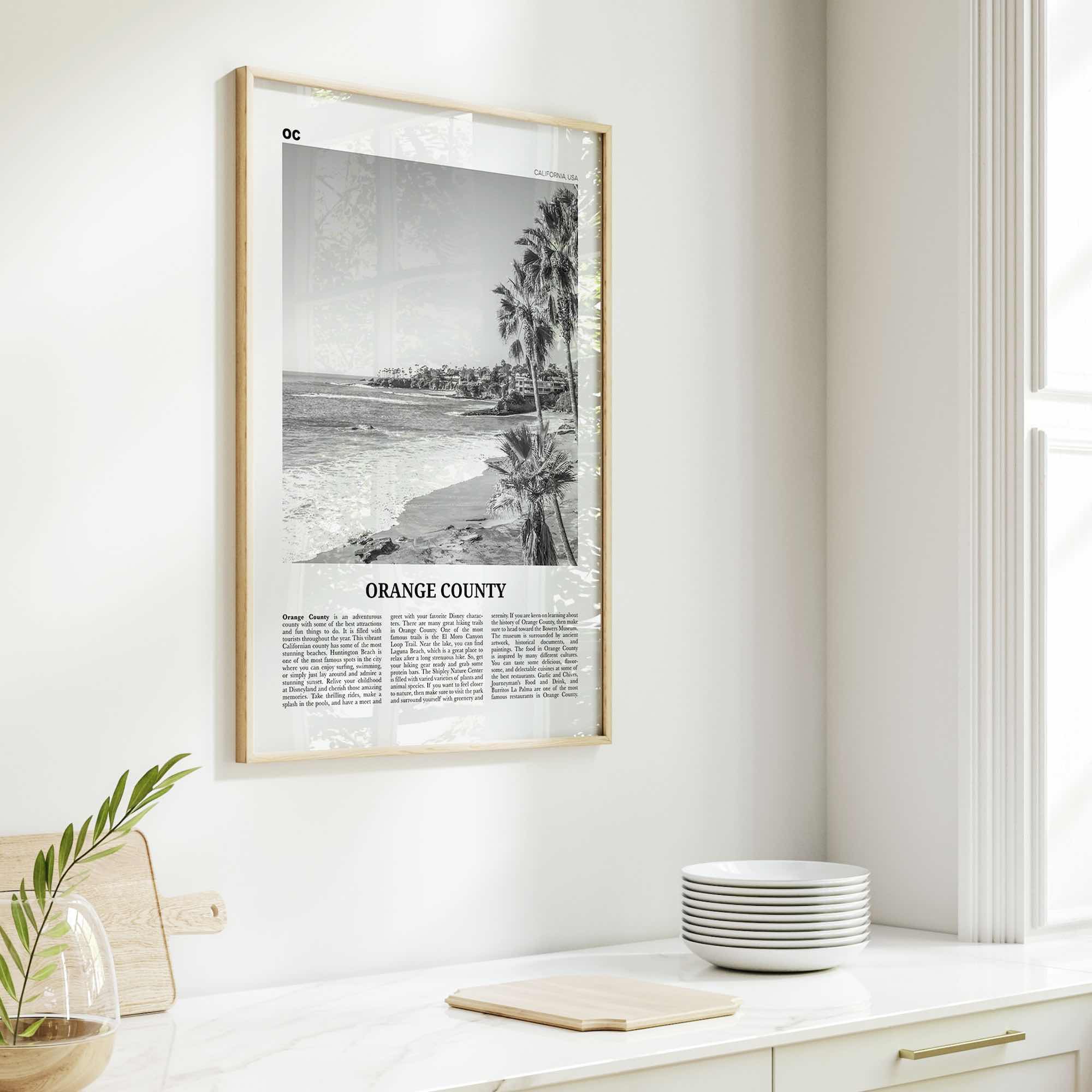 Orange County Print Black and White No 1, Orange County Wall Art, Orange County Poster, Orange County Photo, California, USA, United States