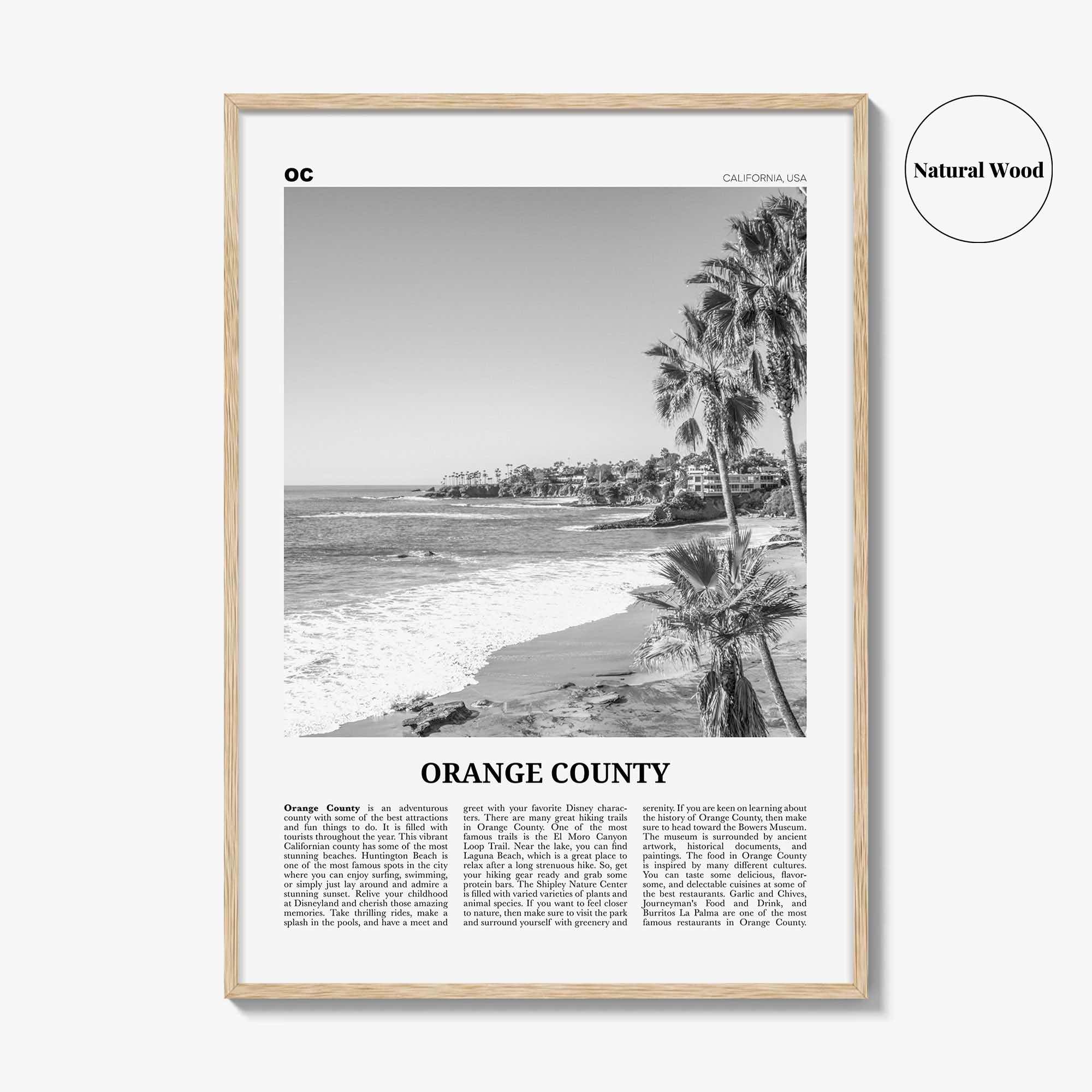 Orange County Print Black and White No 1, Orange County Wall Art, Orange County Poster, Orange County Photo, California, USA, United States