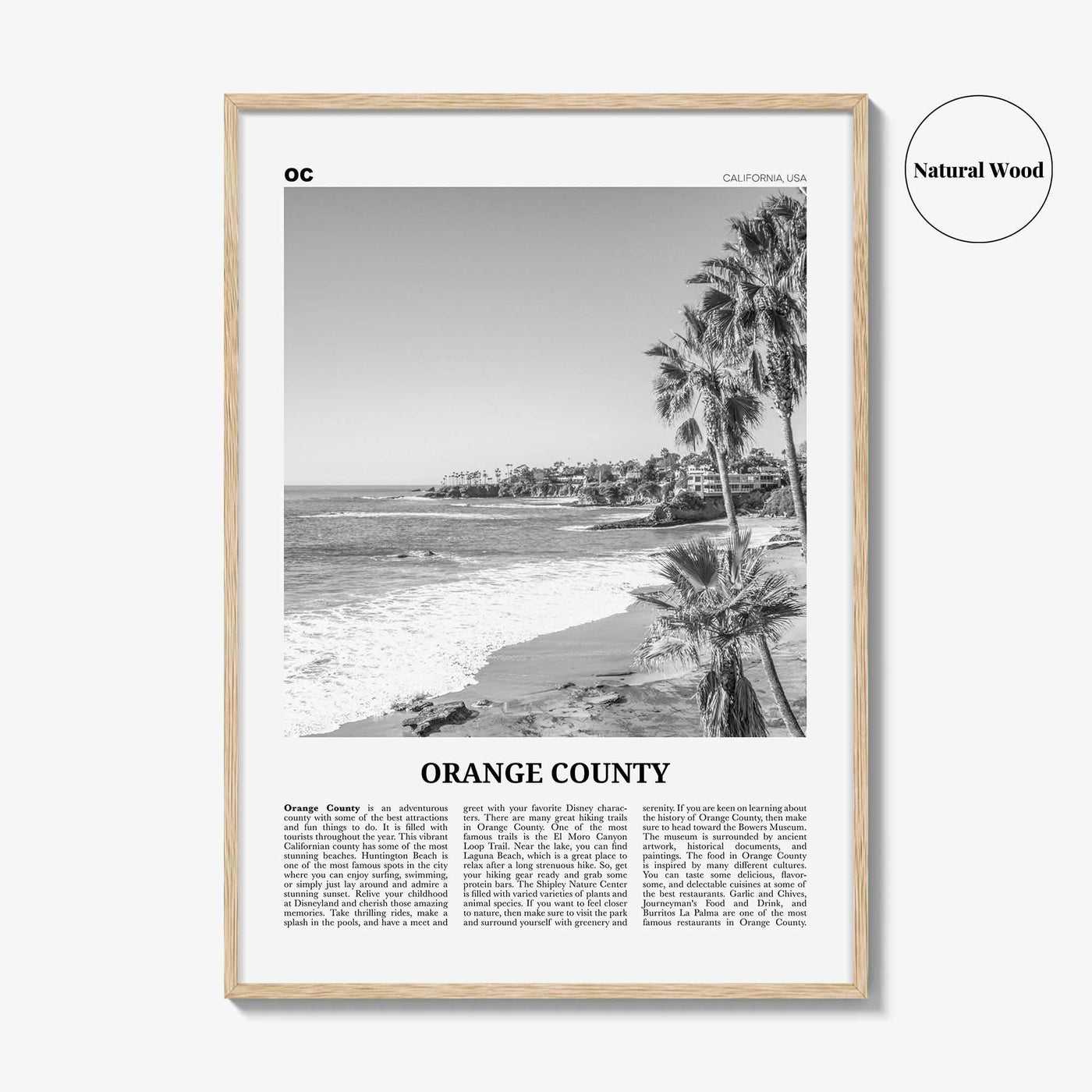 Orange County Print Black and White No 1, Orange County Wall Art, Orange County Poster, Orange County Photo, California, USA, United States