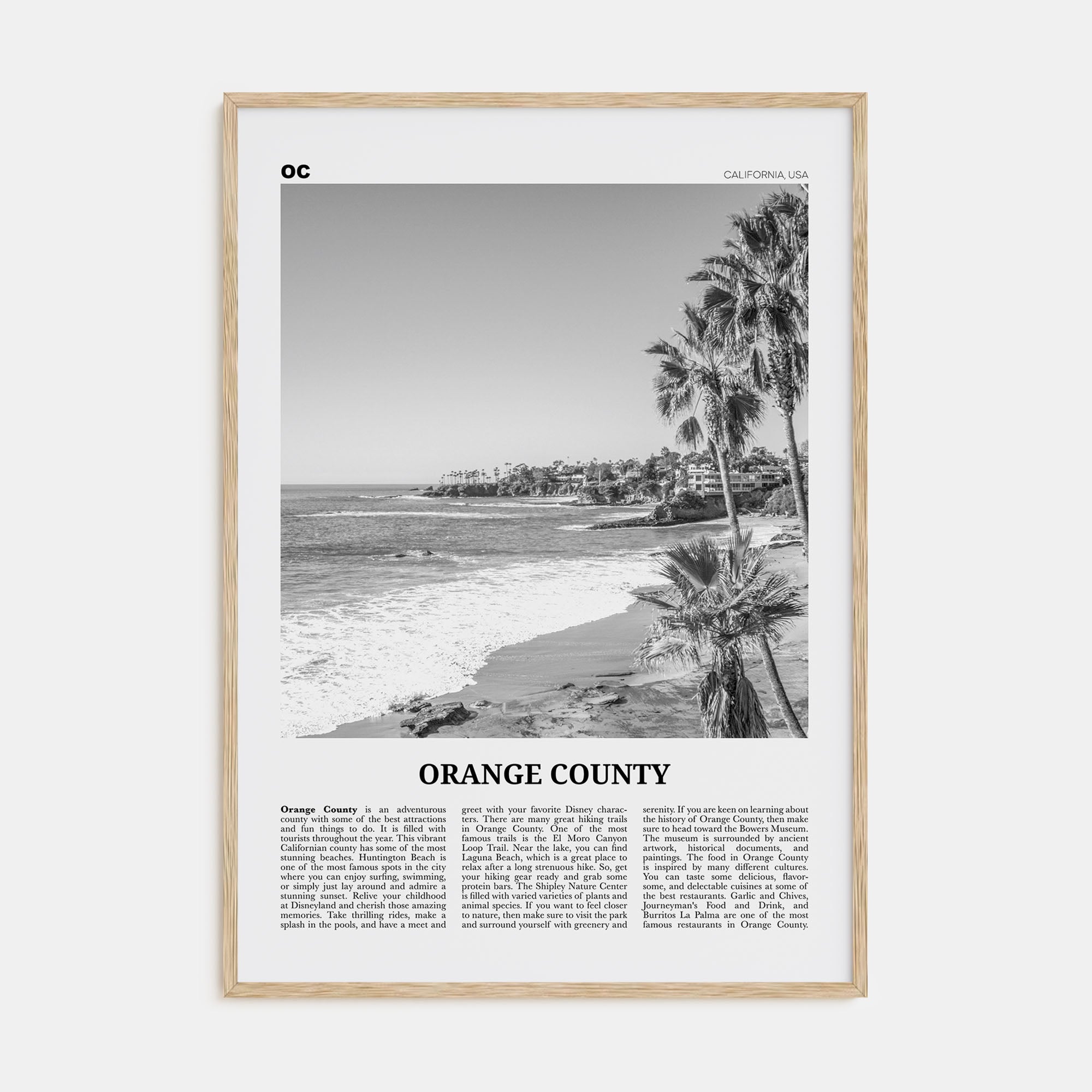 Orange County Travel B&W No 1 Poster