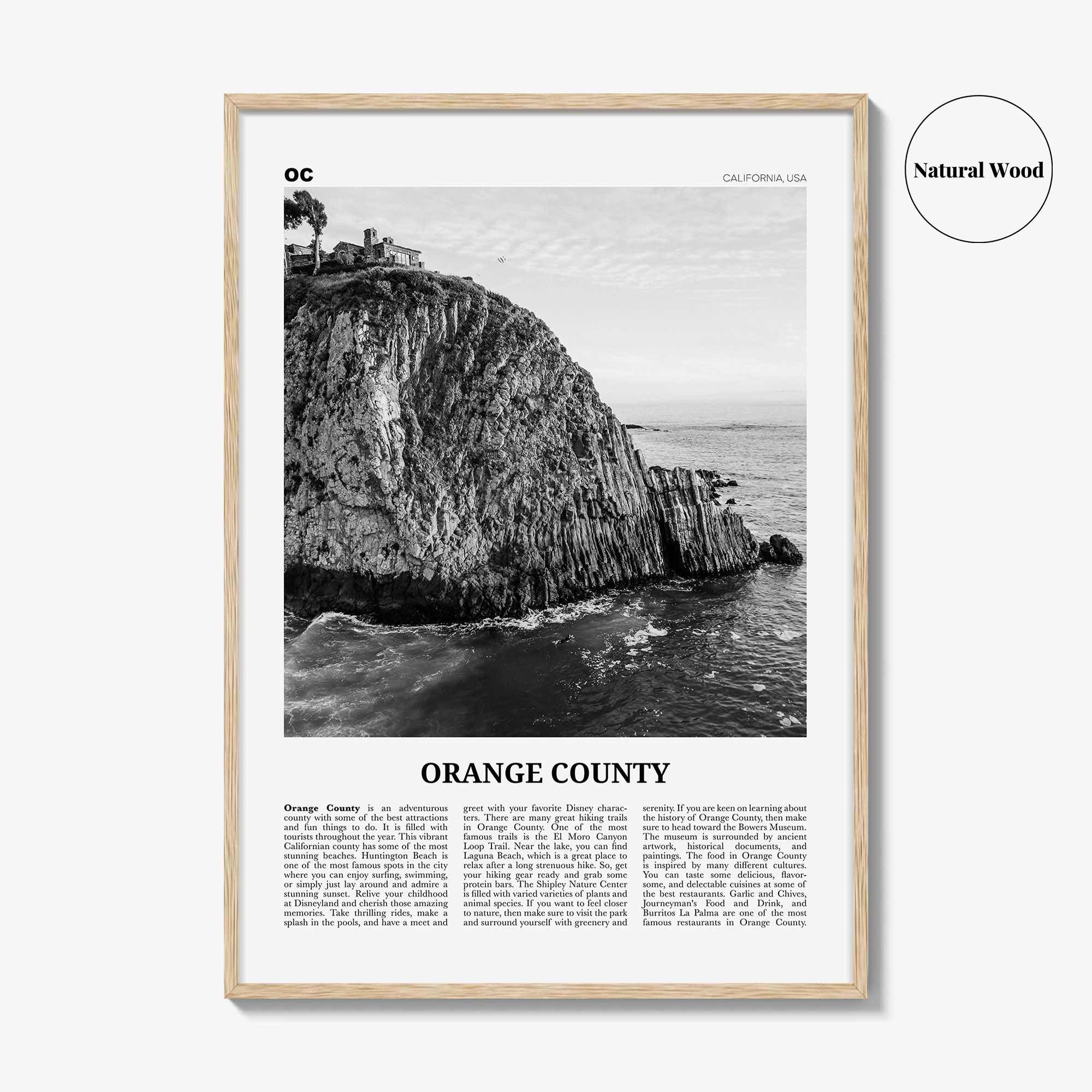 Orange County Print Black and White No 2, Orange County Wall Art, Orange County Poster, Orange County Photo, California, USA, United States