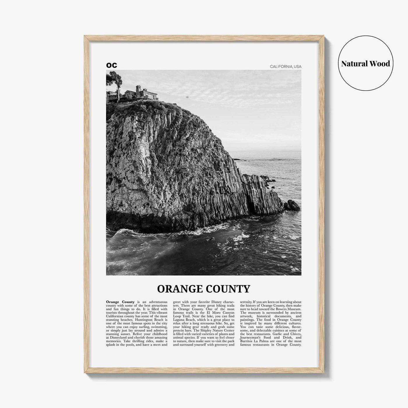 Orange County Print Black and White No 2, Orange County Wall Art, Orange County Poster, Orange County Photo, California, USA, United States