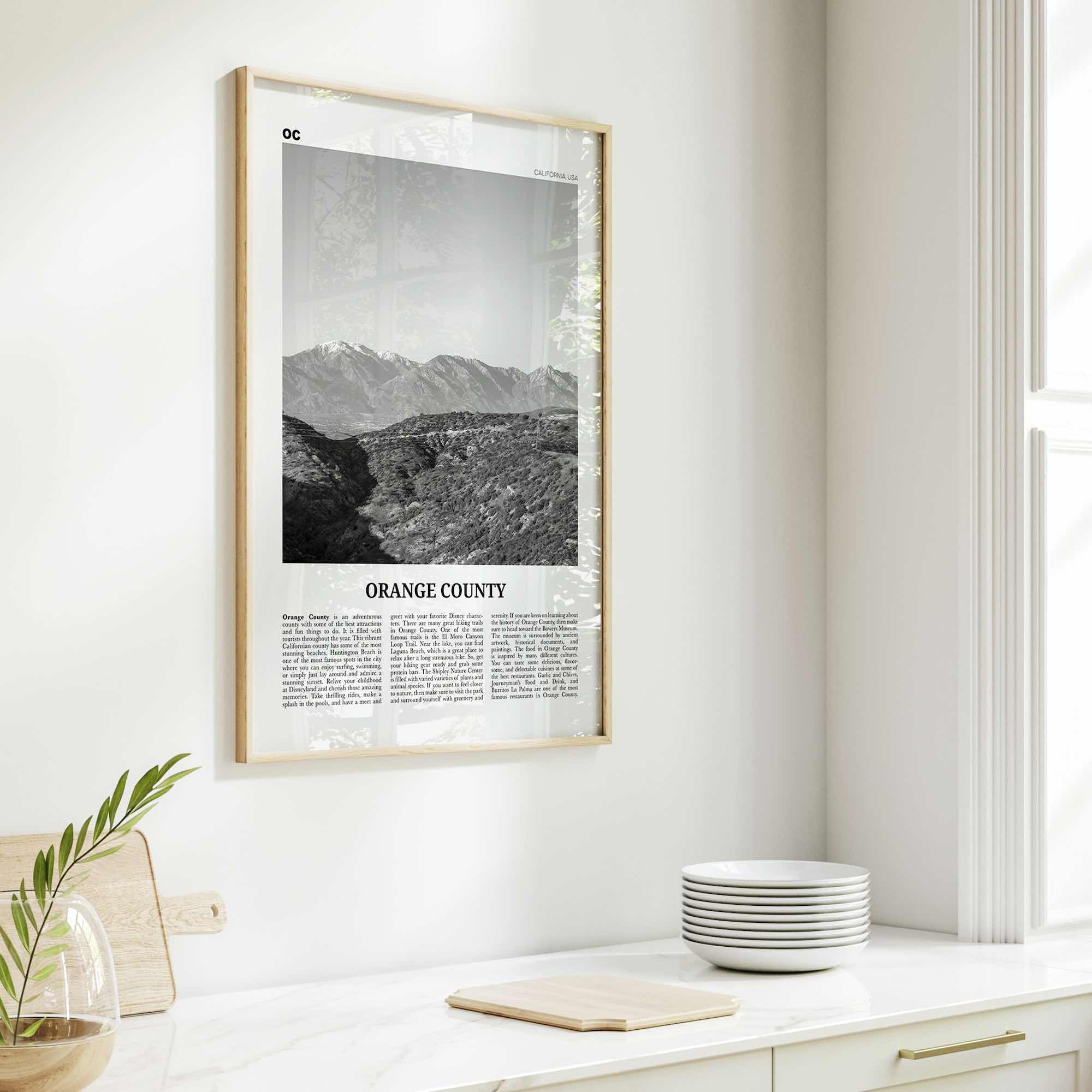 Orange County Print Black and White No 3, Orange County Wall Art, Orange County Poster, Orange County Photo, California, USA, United States