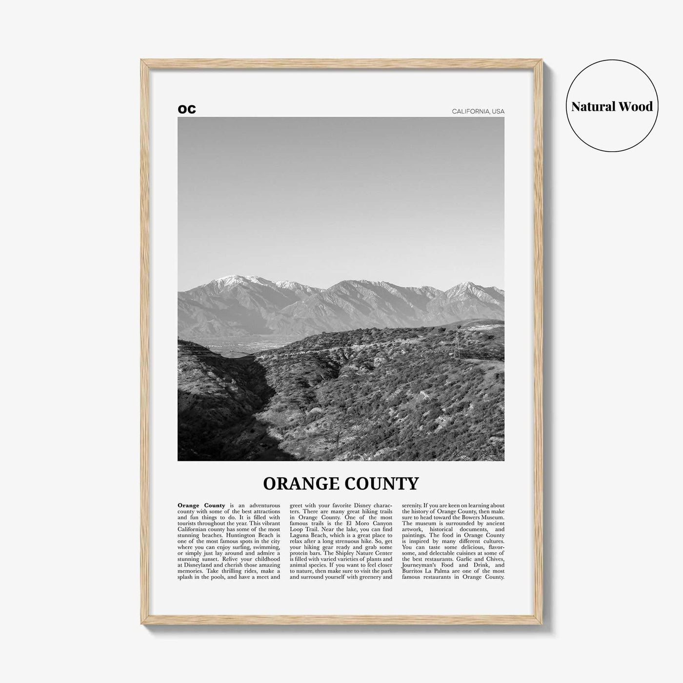 Orange County Print Black and White No 3, Orange County Wall Art, Orange County Poster, Orange County Photo, California, USA, United States