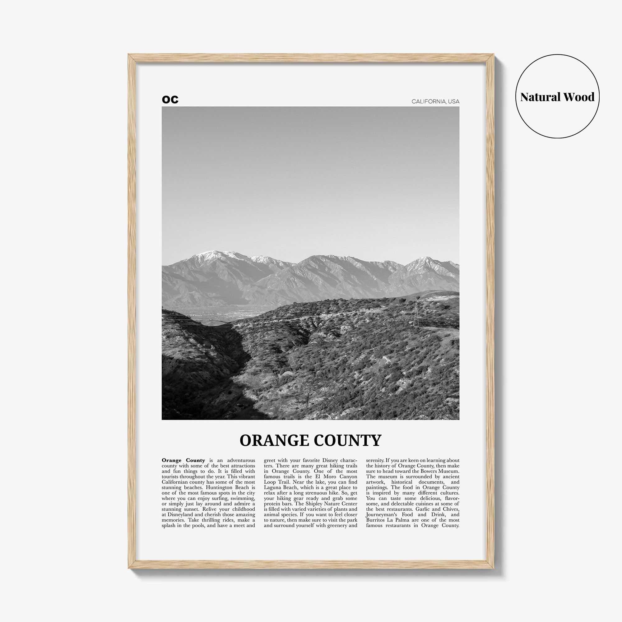 Orange County Print Black and White No 3, Orange County Wall Art, Orange County Poster, Orange County Photo, California, USA, United States