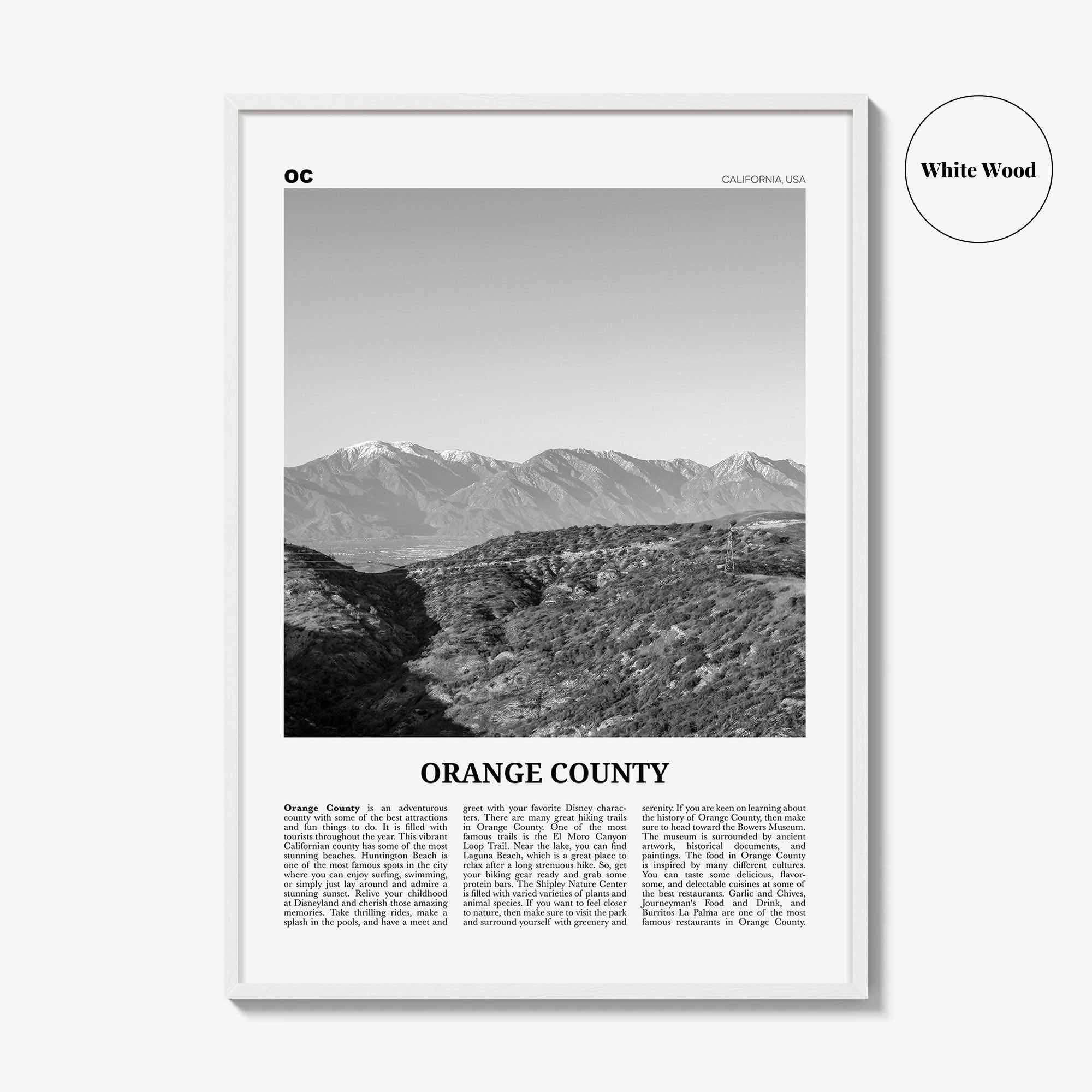 Orange County Print Black and White No 3, Orange County Wall Art, Orange County Poster, Orange County Photo, California, USA, United States