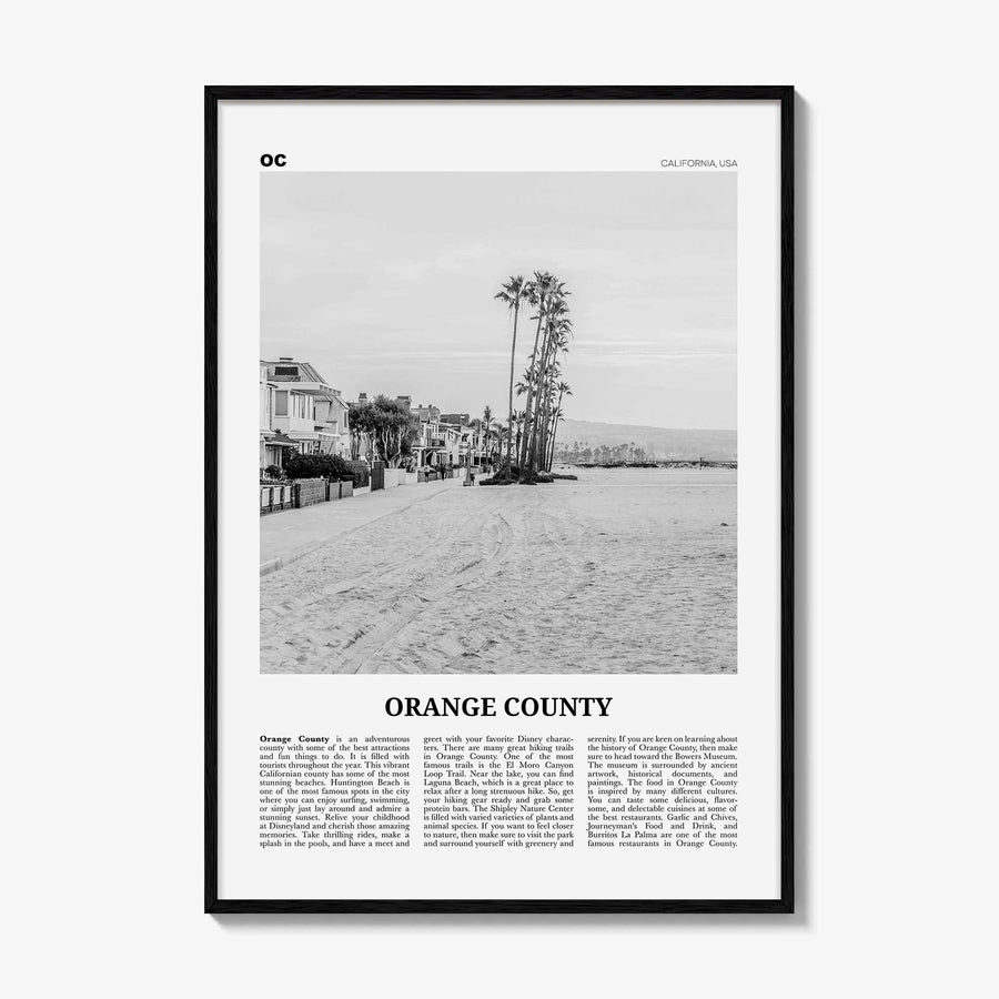 Orange County Print Black and White No 4, Orange County Wall Art, Orange County Poster, Orange County Photo, California, USA, United States