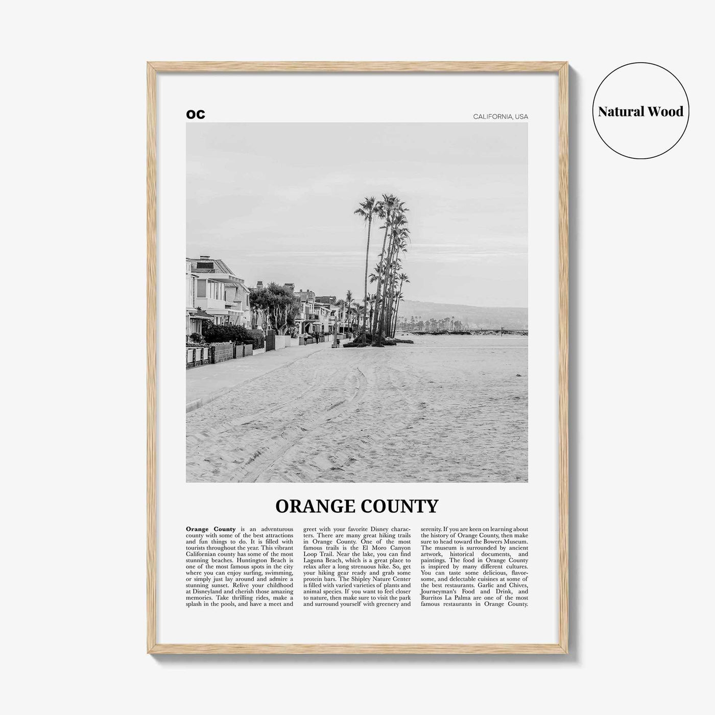 Orange County Print Black and White No 4, Orange County Wall Art, Orange County Poster, Orange County Photo, California, USA, United States