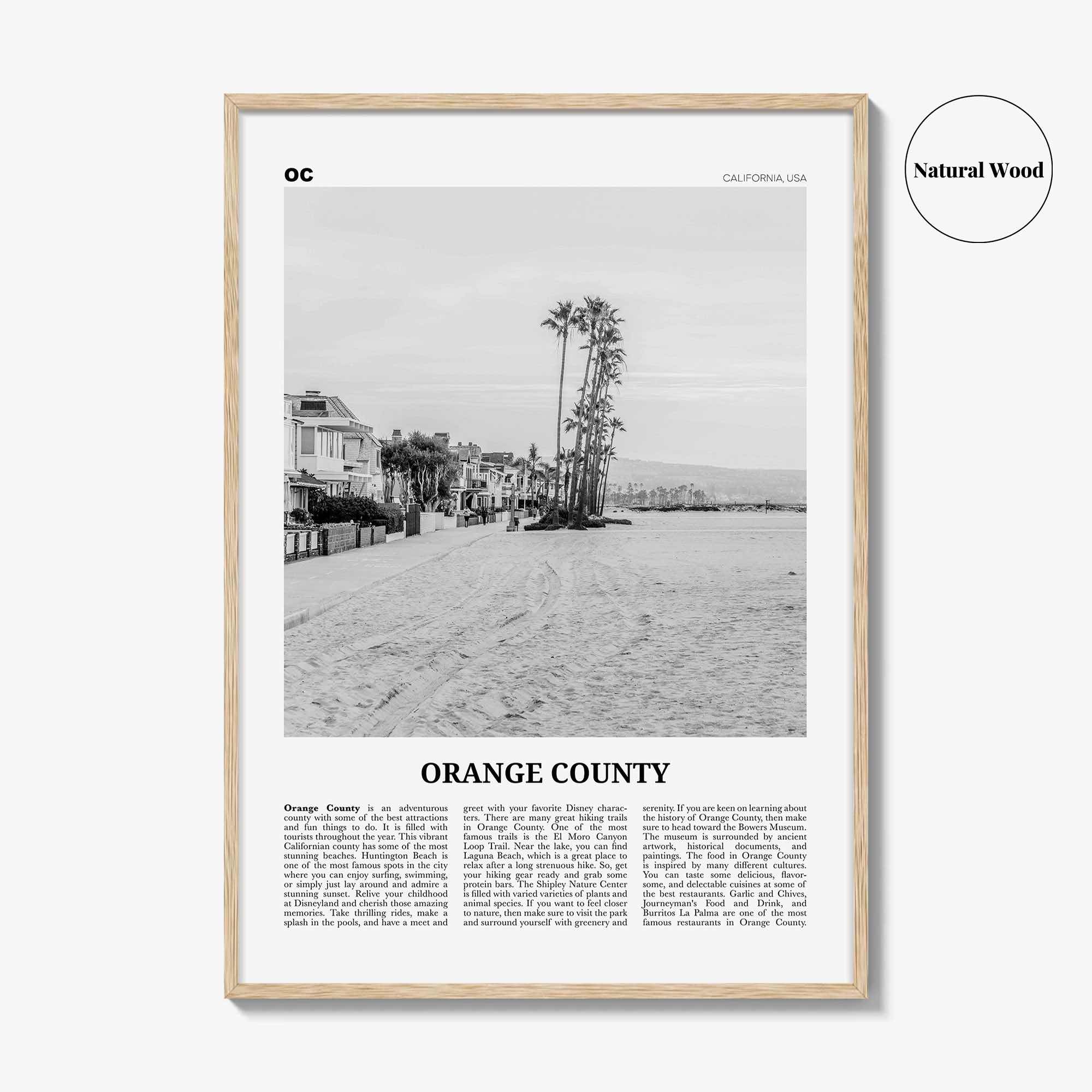 Orange County Print Black and White No 4, Orange County Wall Art, Orange County Poster, Orange County Photo, California, USA, United States