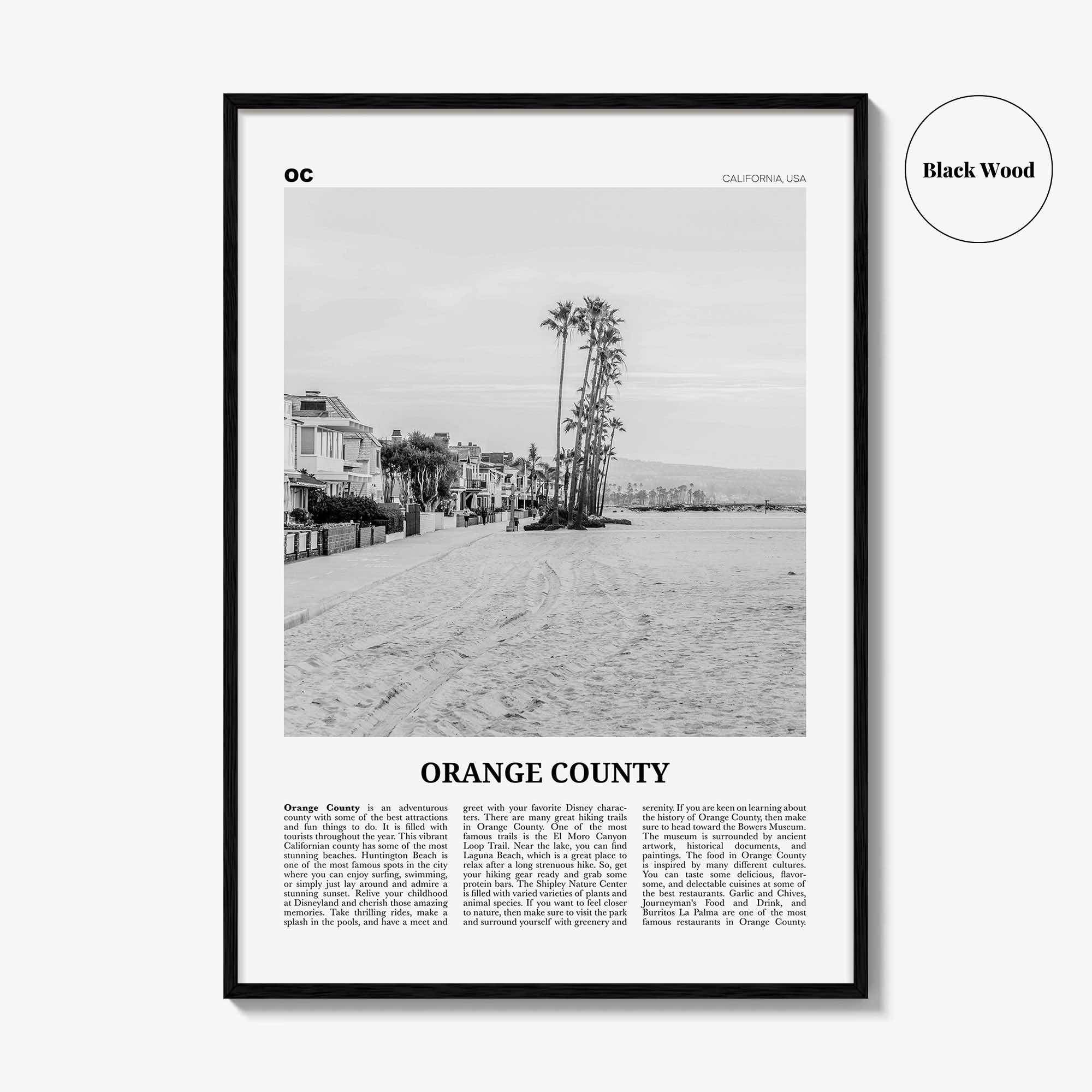 Orange County Print Black and White No 4, Orange County Wall Art, Orange County Poster, Orange County Photo, California, USA, United States