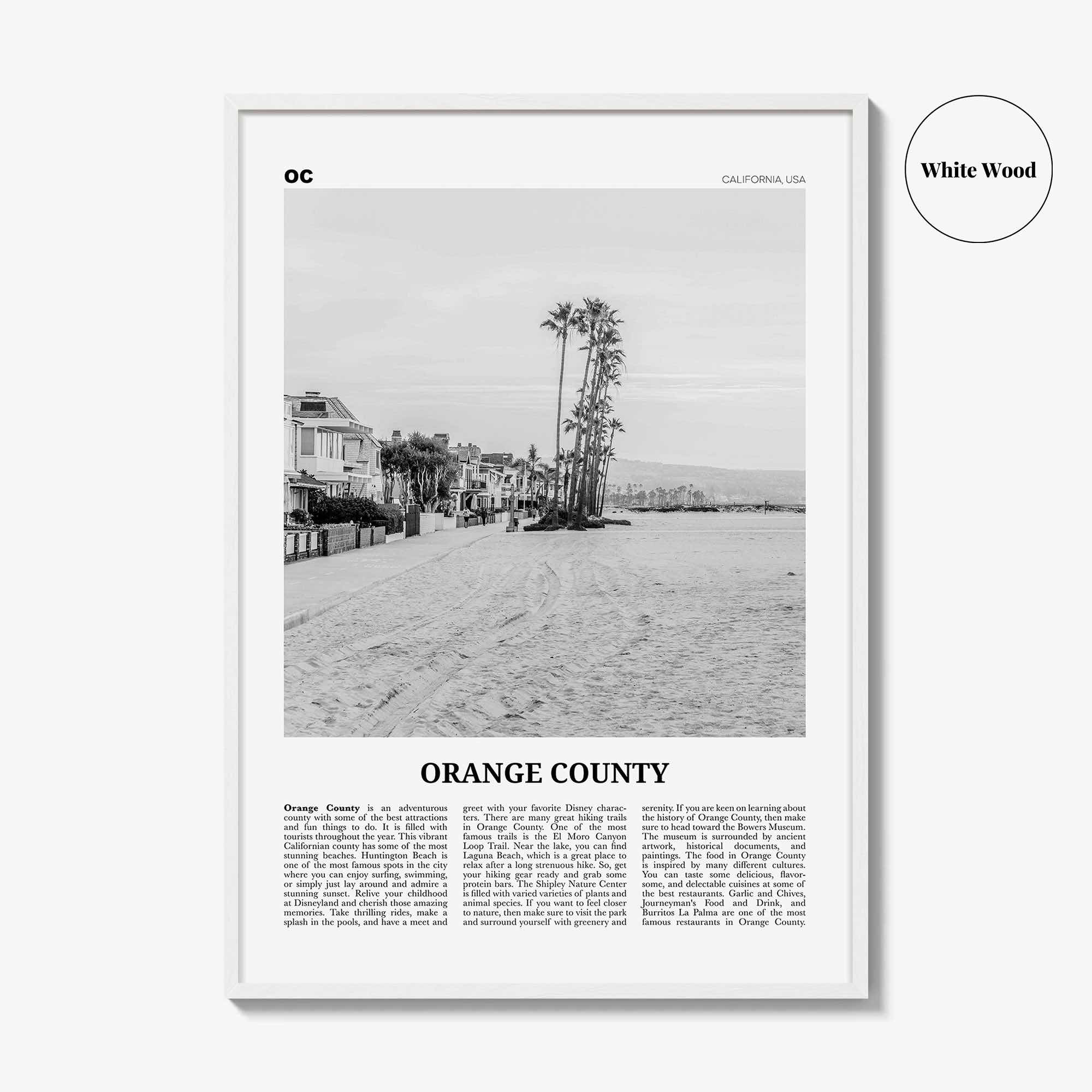 Orange County Print Black and White No 4, Orange County Wall Art, Orange County Poster, Orange County Photo, California, USA, United States