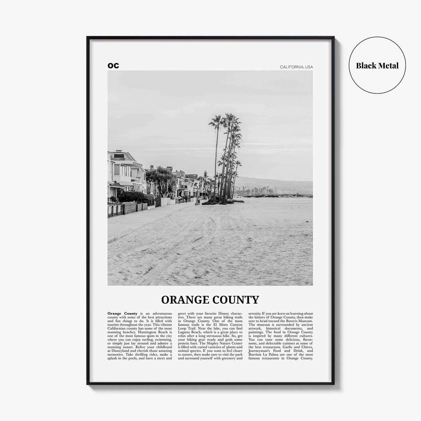Orange County Print Black and White No 4, Orange County Wall Art, Orange County Poster, Orange County Photo, California, USA, United States