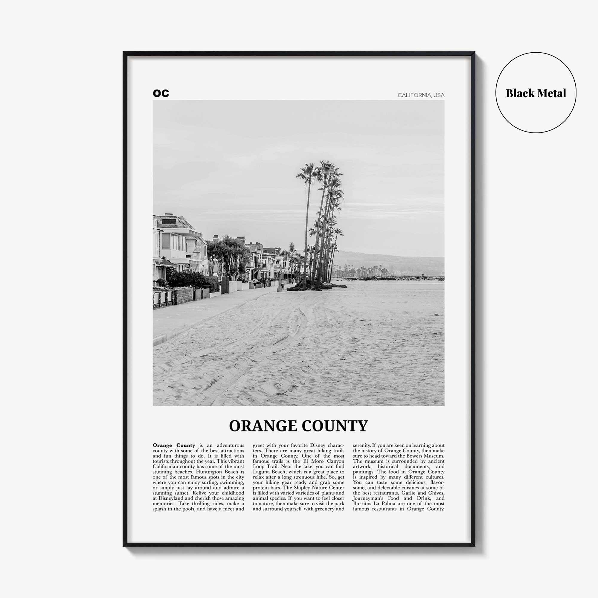 Orange County Print Black and White No 4, Orange County Wall Art, Orange County Poster, Orange County Photo, California, USA, United States