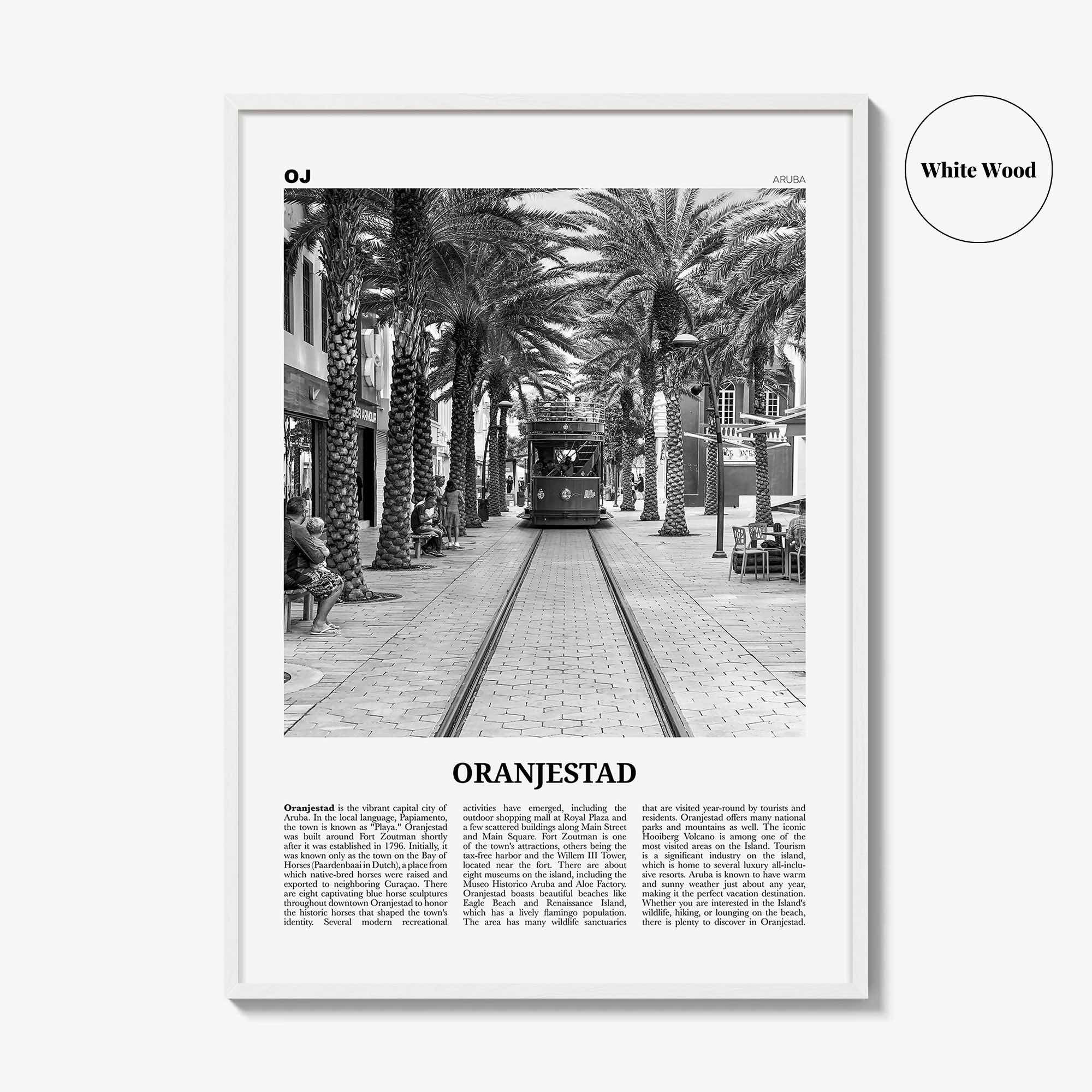 Oranjestad Print Black and White, Oranjestad Wall Art, Oranjestad Poster, Oranjestad Photo, Oranjestad Wall Décor, Aruba, Netherlands