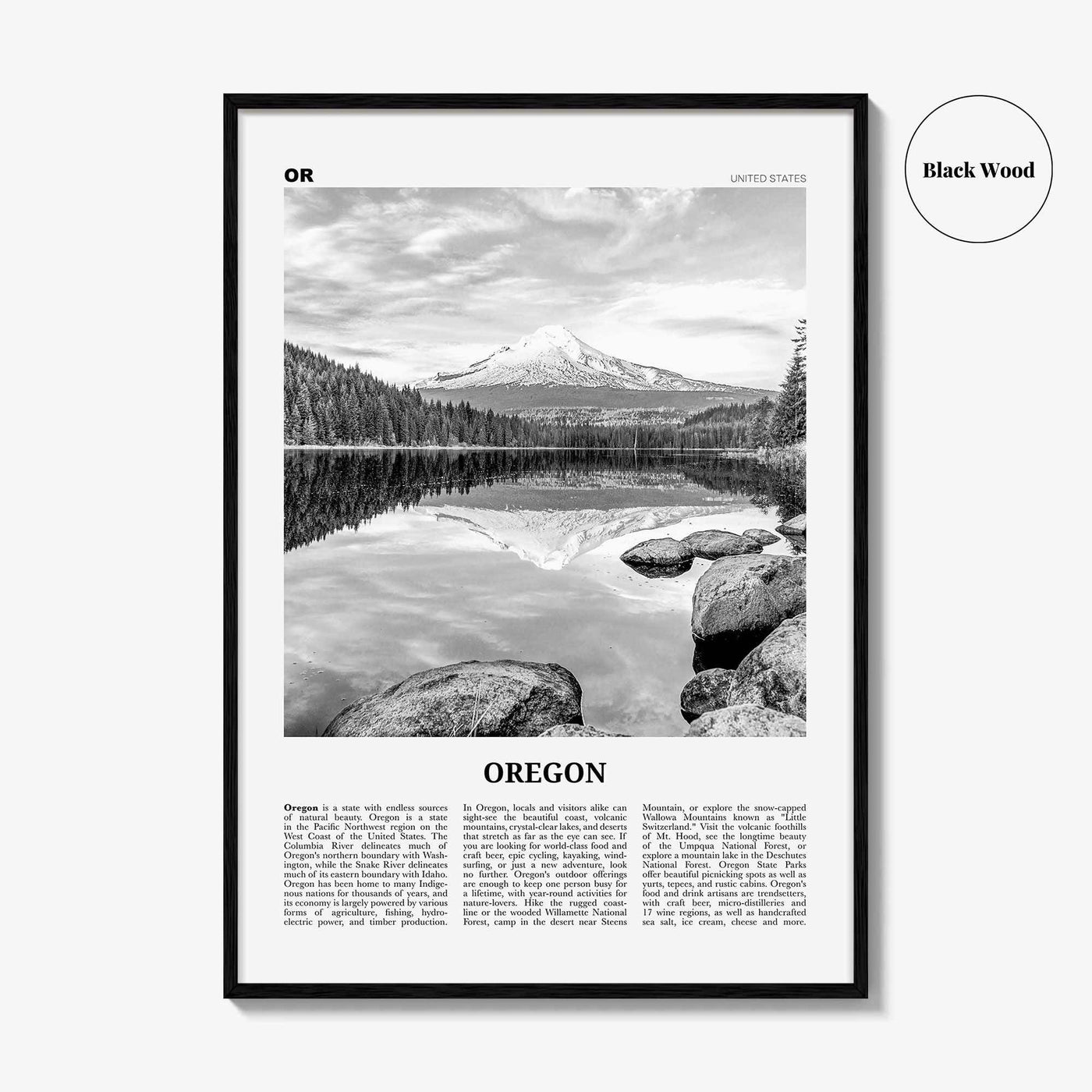 Oregon Print Black and White No 2, Oregon Wall Art, Oregon Poster, Oregon Photo, Oregon Wall Decor, USA, United States, North America