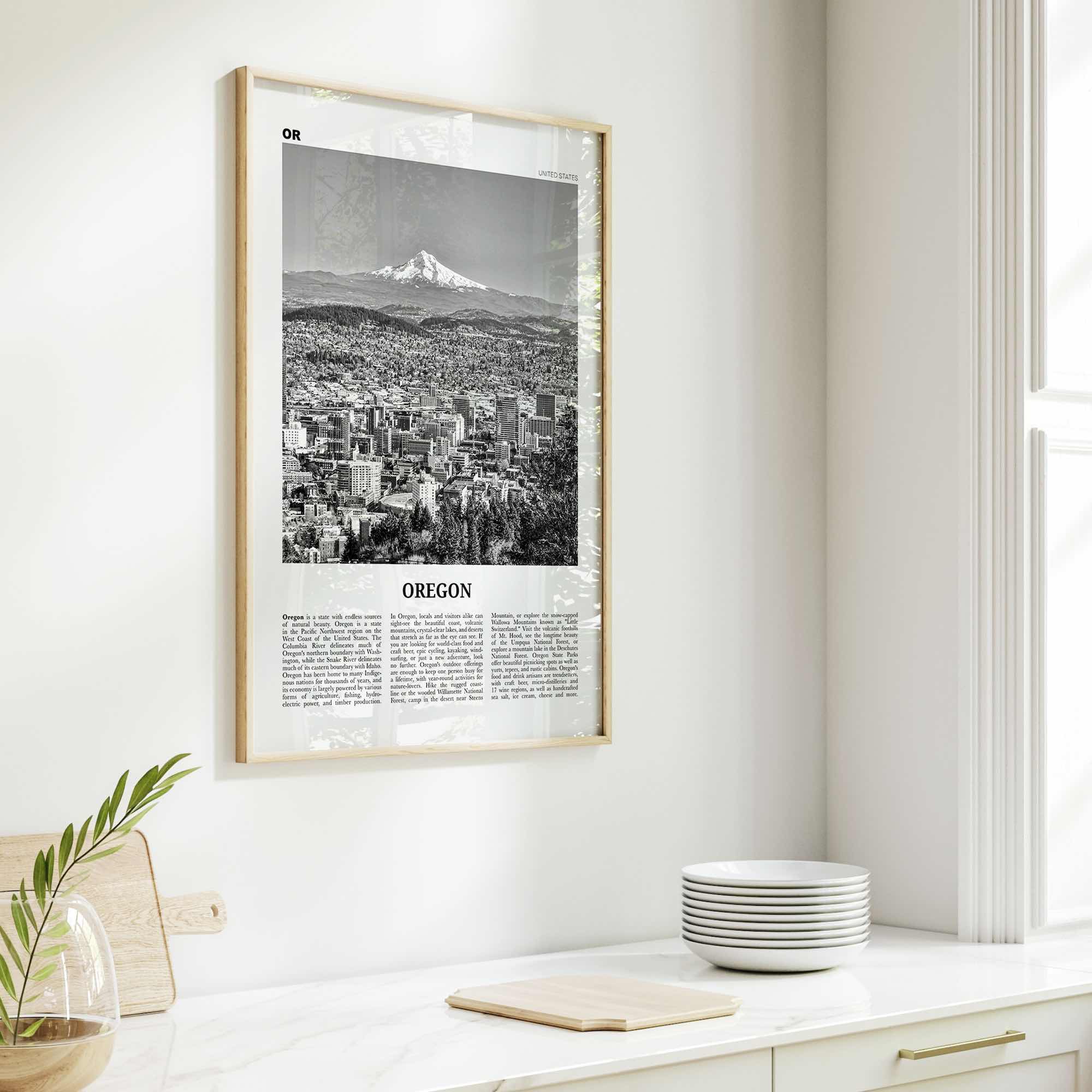 Oregon Print Black and White No 4, Oregon Wall Art, Oregon Poster, Oregon Photo, Oregon Wall Décor, Oregon Map, United States