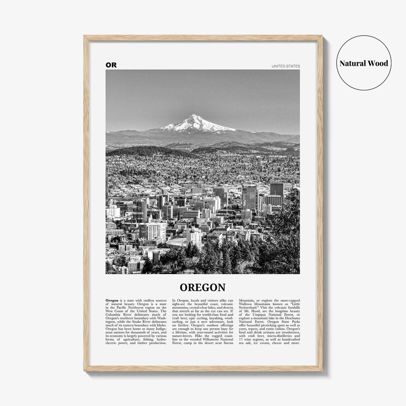 Oregon Print Black and White No 4, Oregon Wall Art, Oregon Poster, Oregon Photo, Oregon Wall Décor, Oregon Map, United States