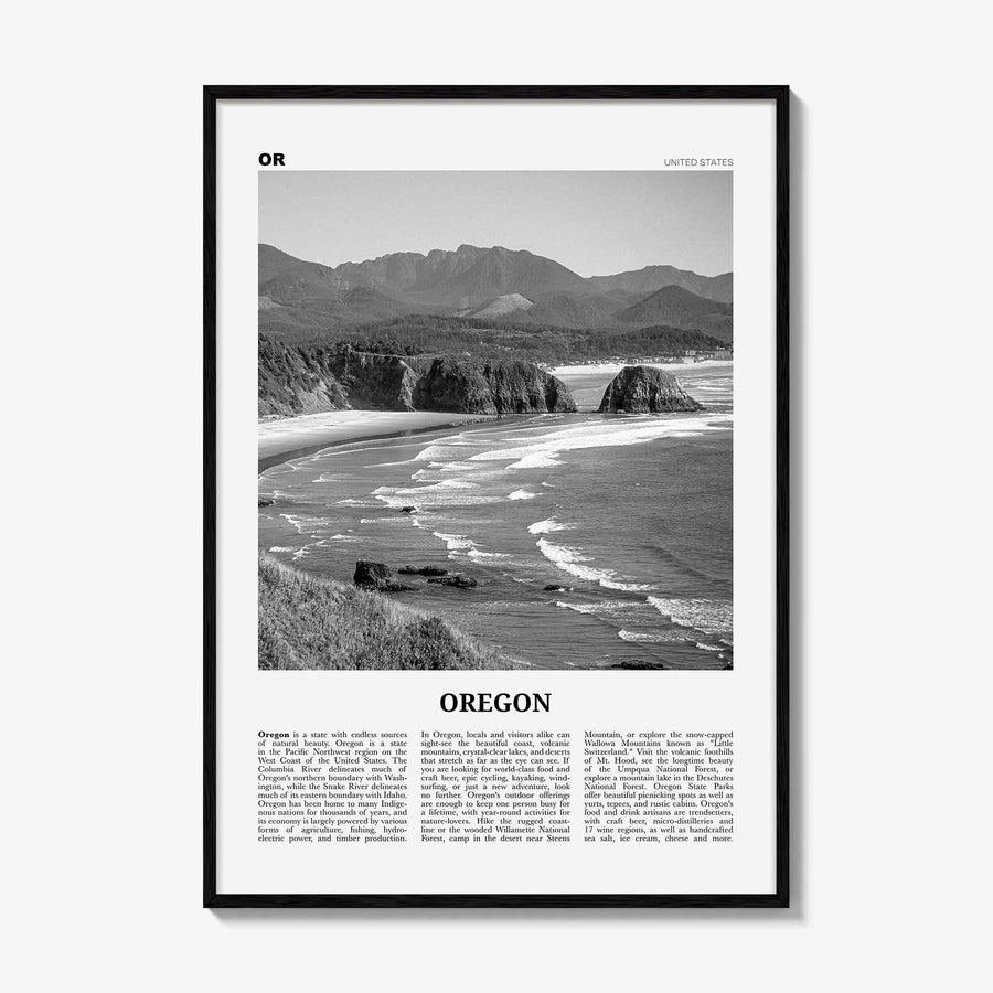 Oregon Print Black and White No 5, Oregon Wall Art, Oregon Poster, Oregon Photo, Oregon Wall Décor, Oregon Map, United States