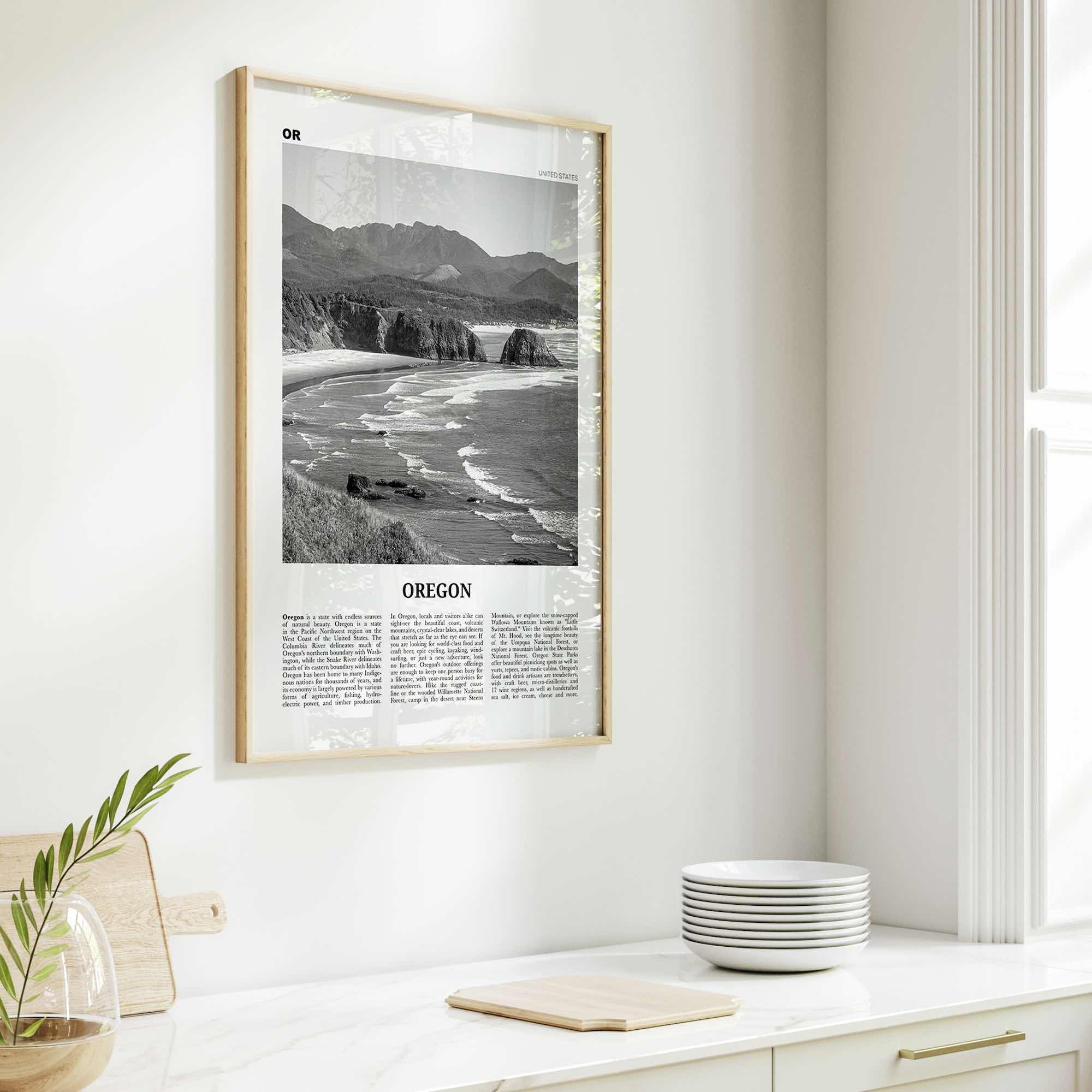 Oregon Print Black and White No 5, Oregon Wall Art, Oregon Poster, Oregon Photo, Oregon Wall Décor, Oregon Map, United States