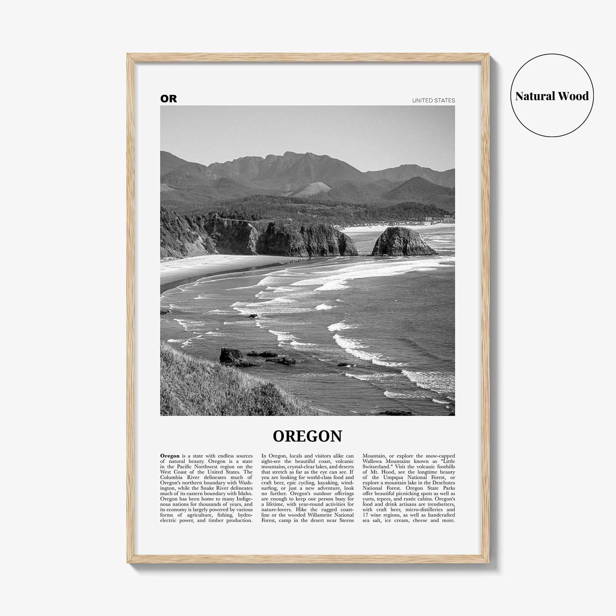 Oregon Print Black and White No 5, Oregon Wall Art, Oregon Poster, Oregon Photo, Oregon Wall Décor, Oregon Map, United States