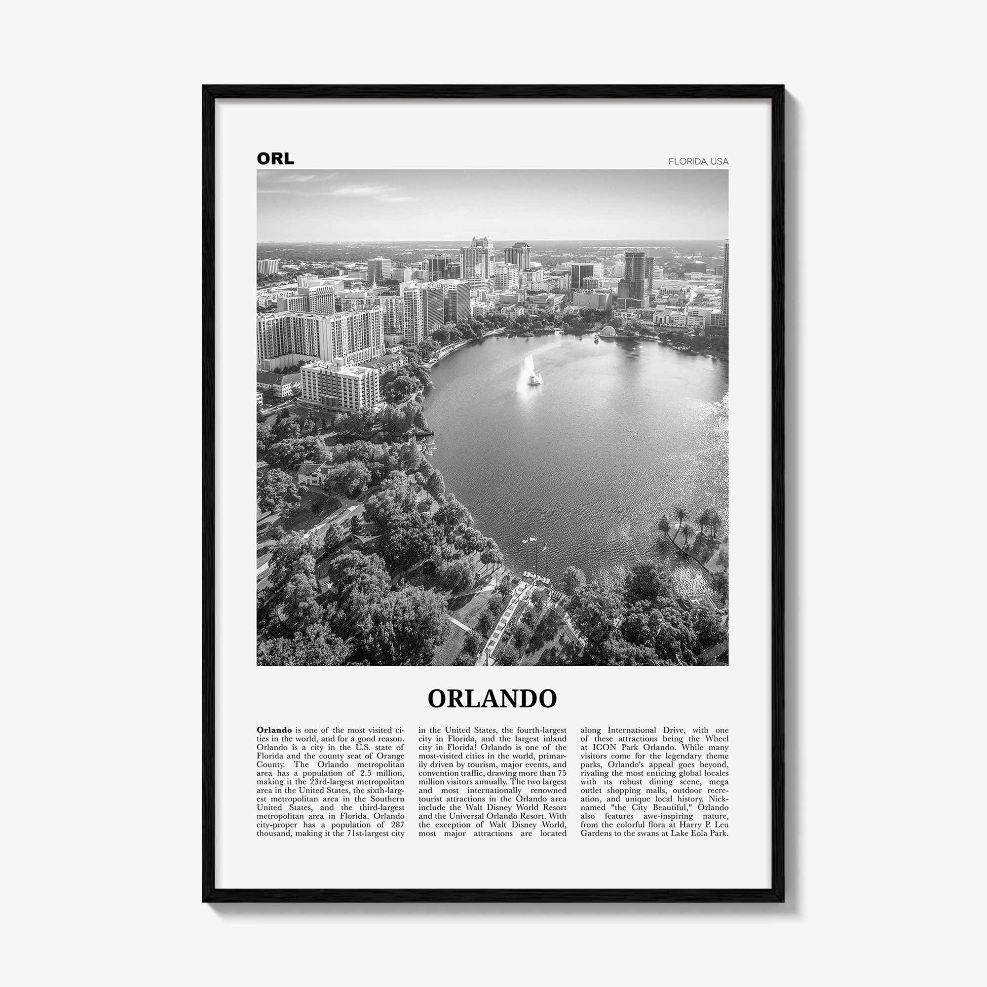 Orlando Print Black and White No 1, Orlando Wall Art, Orlando Poster, Orlando Photo, Orlando Wall Decor, Florida USA United States