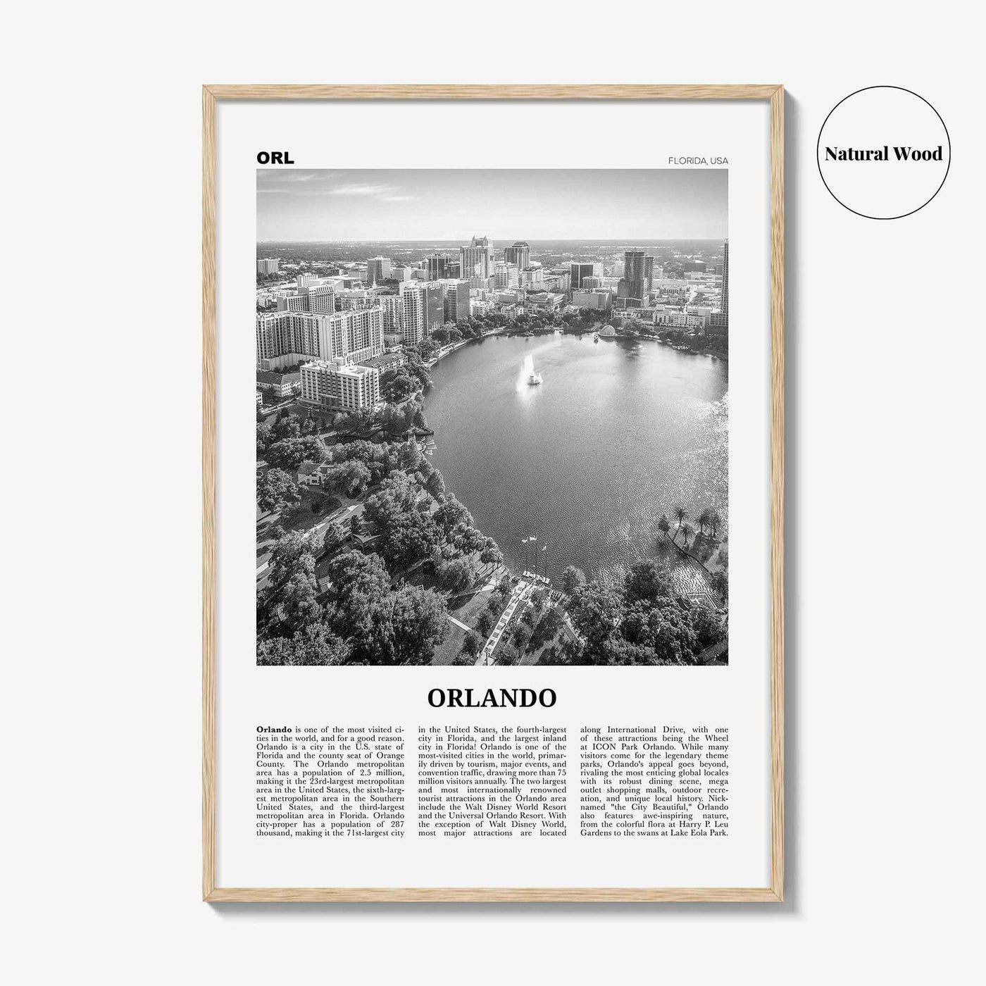 Orlando Print Black and White No 1, Orlando Wall Art, Orlando Poster, Orlando Photo, Orlando Wall Decor, Florida USA United States