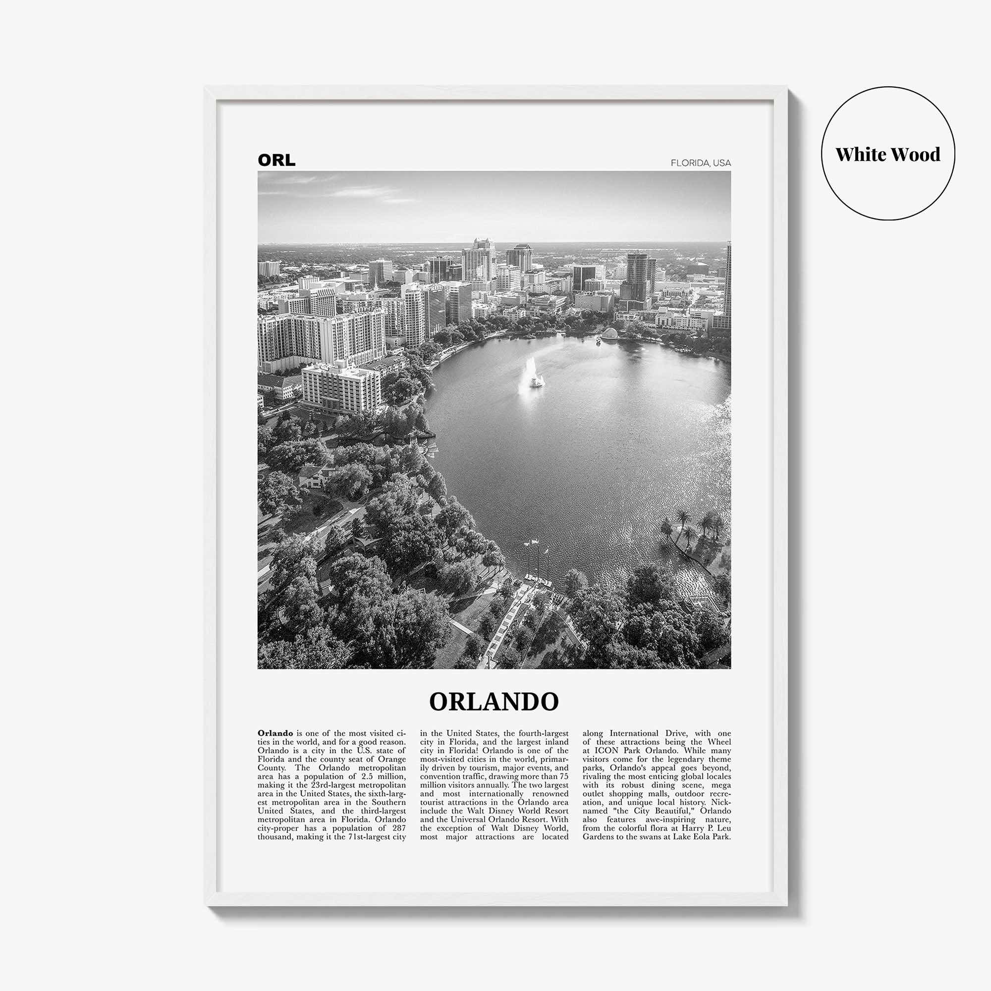 Orlando Print Black and White No 1, Orlando Wall Art, Orlando Poster, Orlando Photo, Orlando Wall Decor, Florida USA United States