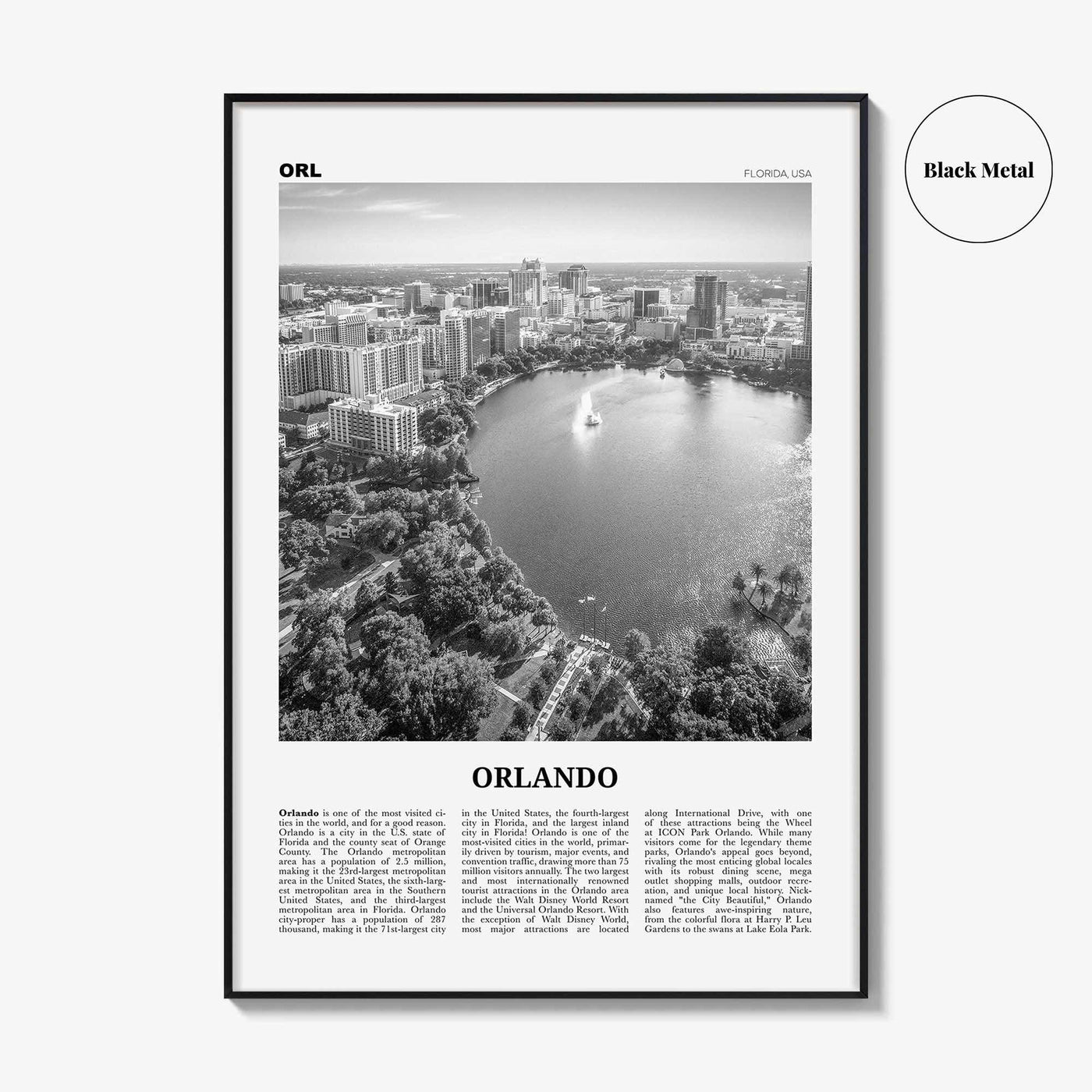 Orlando Print Black and White No 1, Orlando Wall Art, Orlando Poster, Orlando Photo, Orlando Wall Decor, Florida USA United States