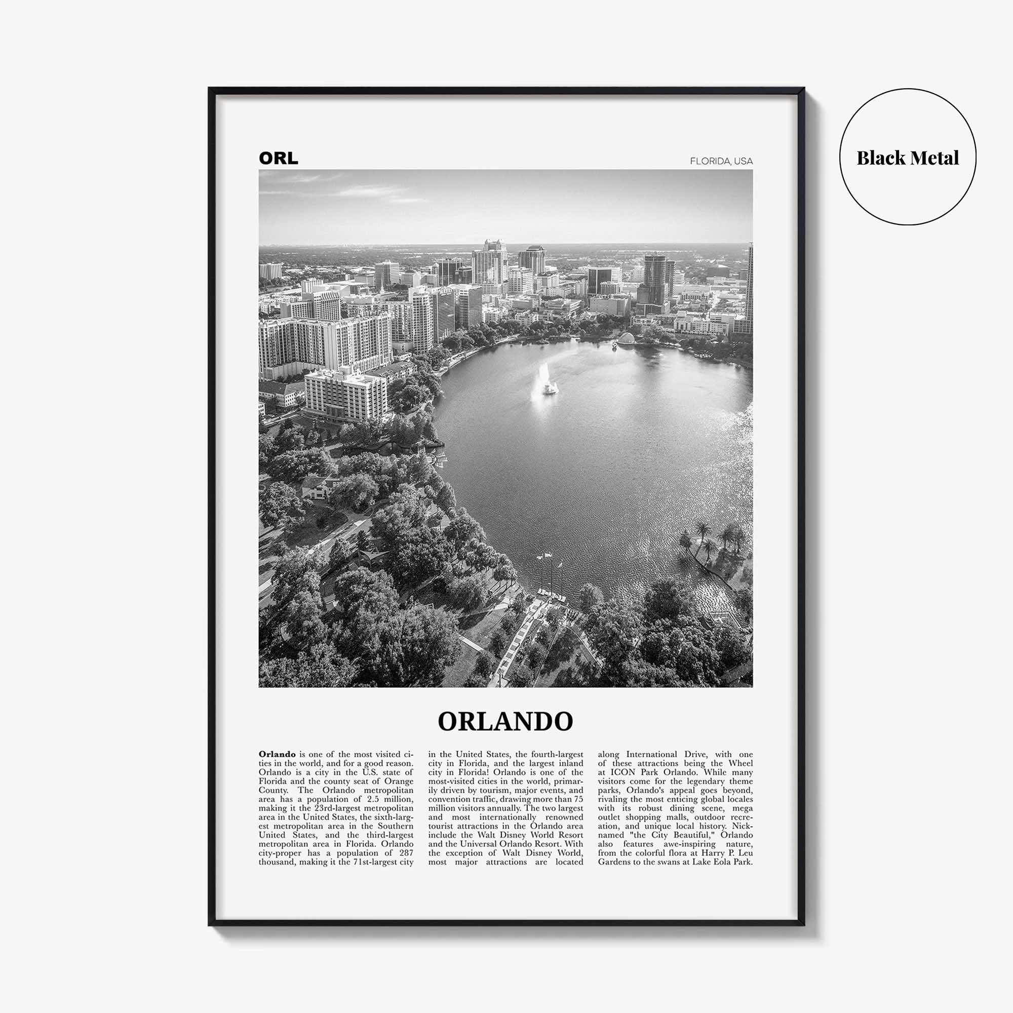 Orlando Print Black and White No 1, Orlando Wall Art, Orlando Poster, Orlando Photo, Orlando Wall Decor, Florida USA United States