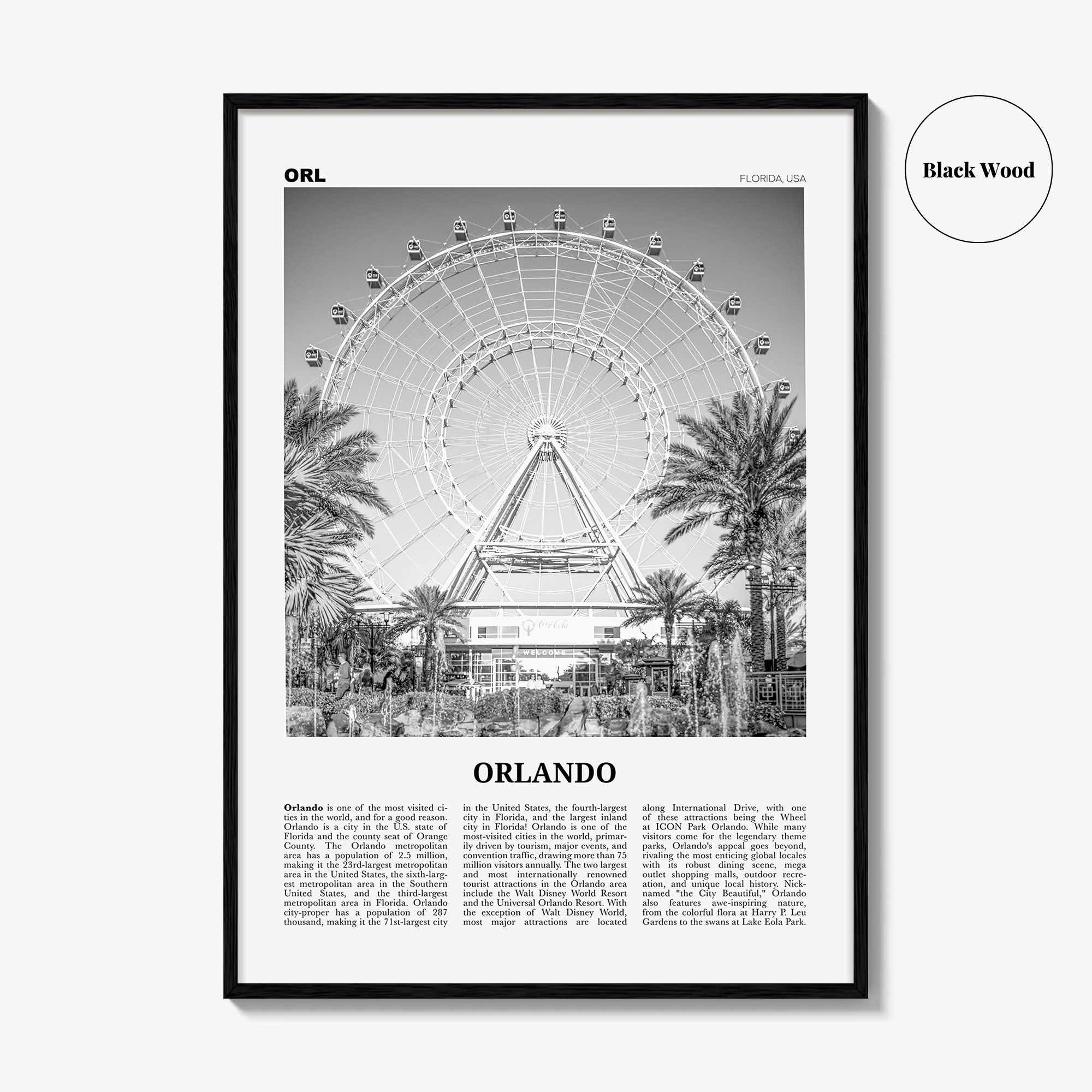 Orlando Print Black and White No 2, Orlando Wall Art, Orlando Poster, Orlando Photo, Orlando Wall Decor, Florida USA United States
