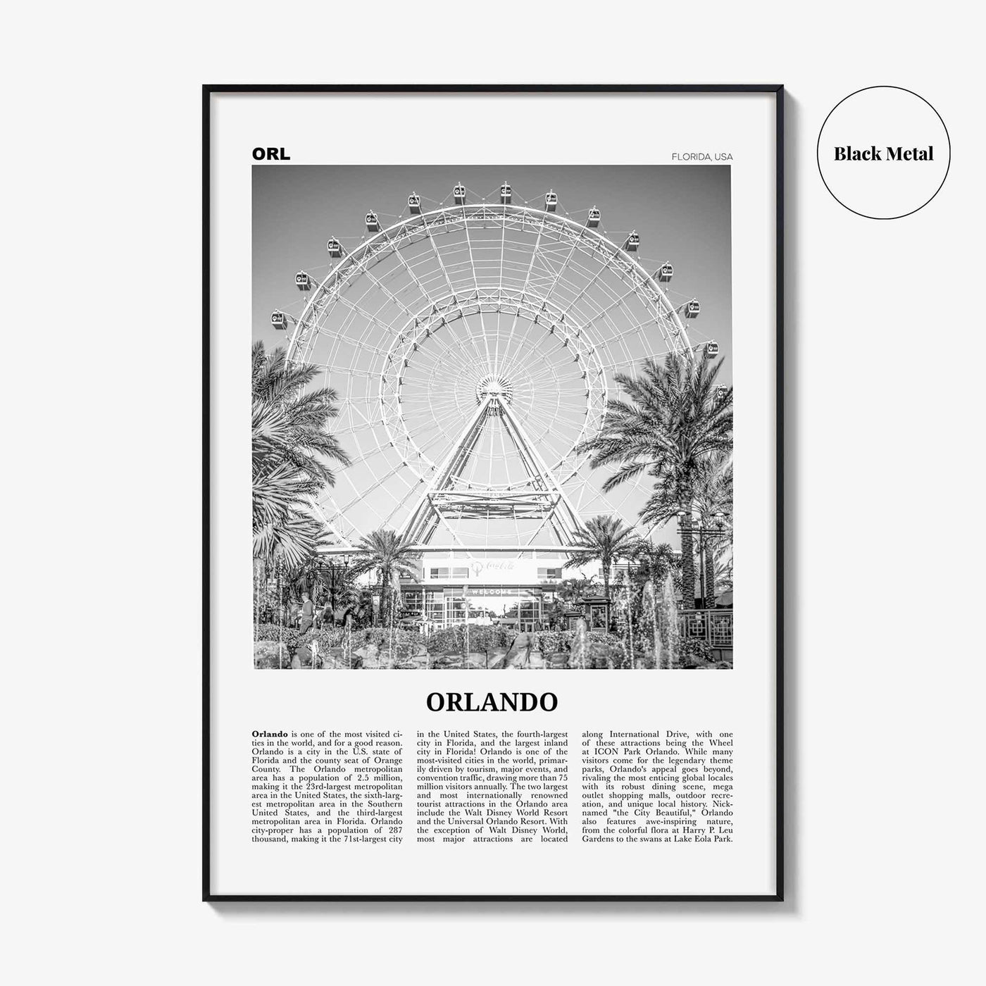 Orlando Print Black and White No 2, Orlando Wall Art, Orlando Poster, Orlando Photo, Orlando Wall Decor, Florida USA United States