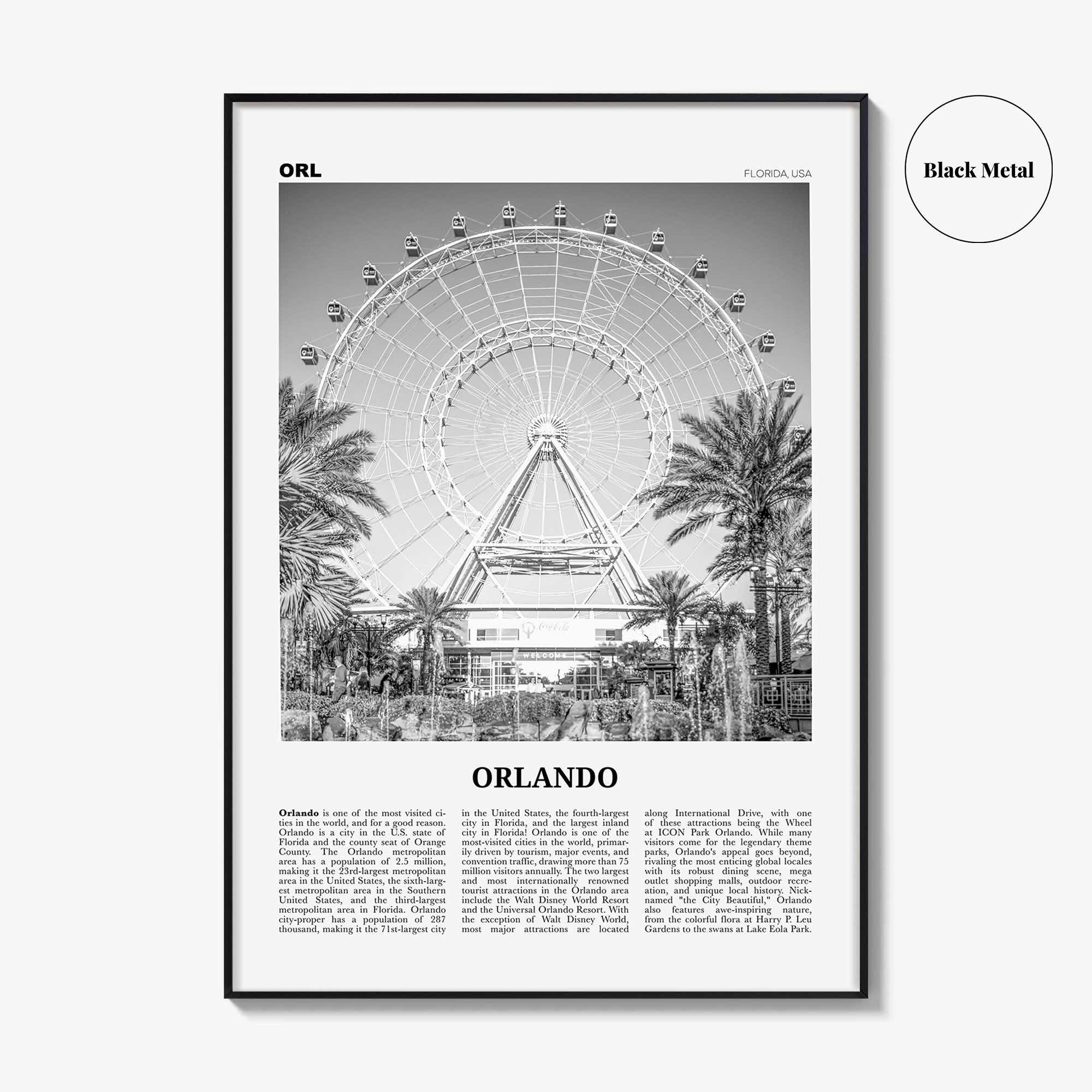 Orlando Print Black and White No 2, Orlando Wall Art, Orlando Poster, Orlando Photo, Orlando Wall Decor, Florida USA United States