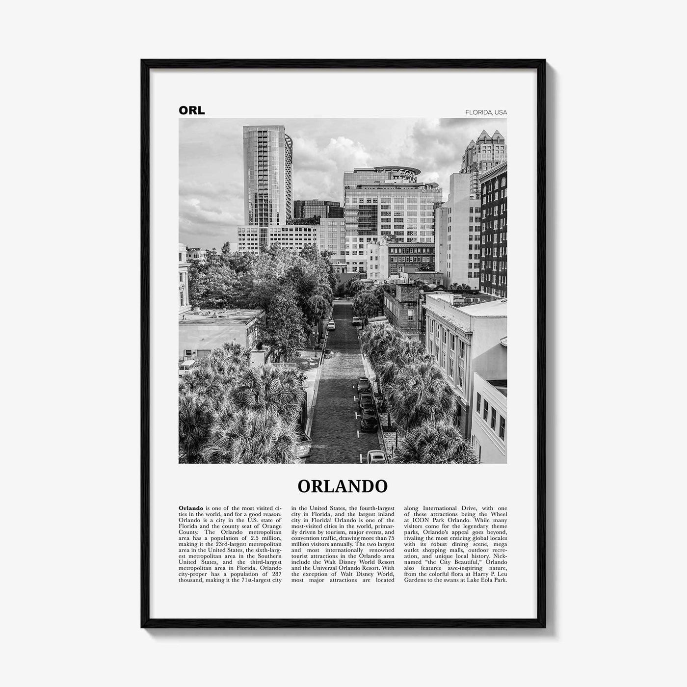 Orlando Print Black and White No 3, Orlando Wall Art, Orlando Poster, Orlando Photo, Orlando Wall Decor, Florida USA United States