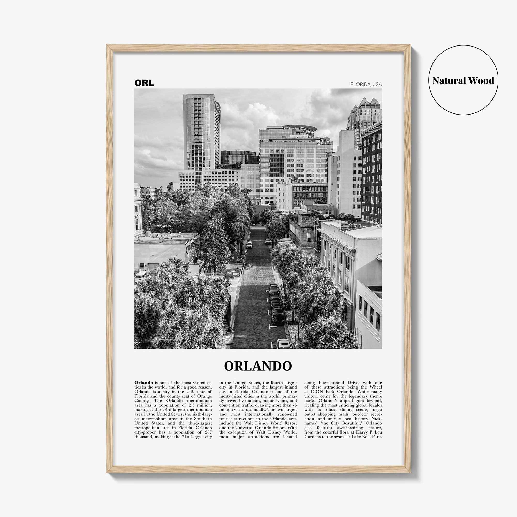 Orlando Print Black and White No 3, Orlando Wall Art, Orlando Poster, Orlando Photo, Orlando Wall Decor, Florida USA United States