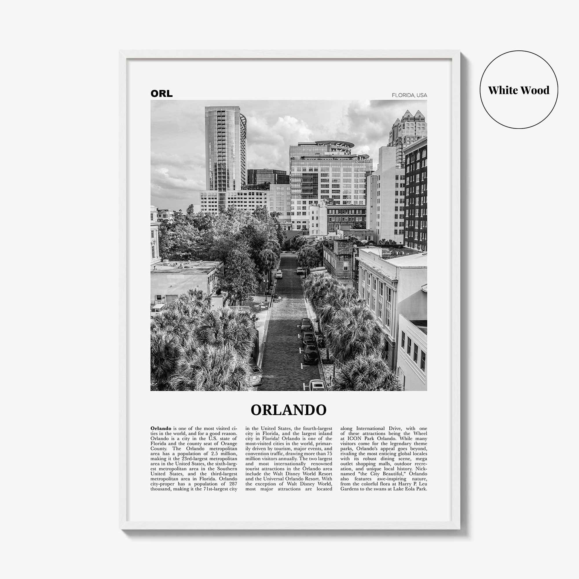 Orlando Print Black and White No 3, Orlando Wall Art, Orlando Poster, Orlando Photo, Orlando Wall Decor, Florida USA United States