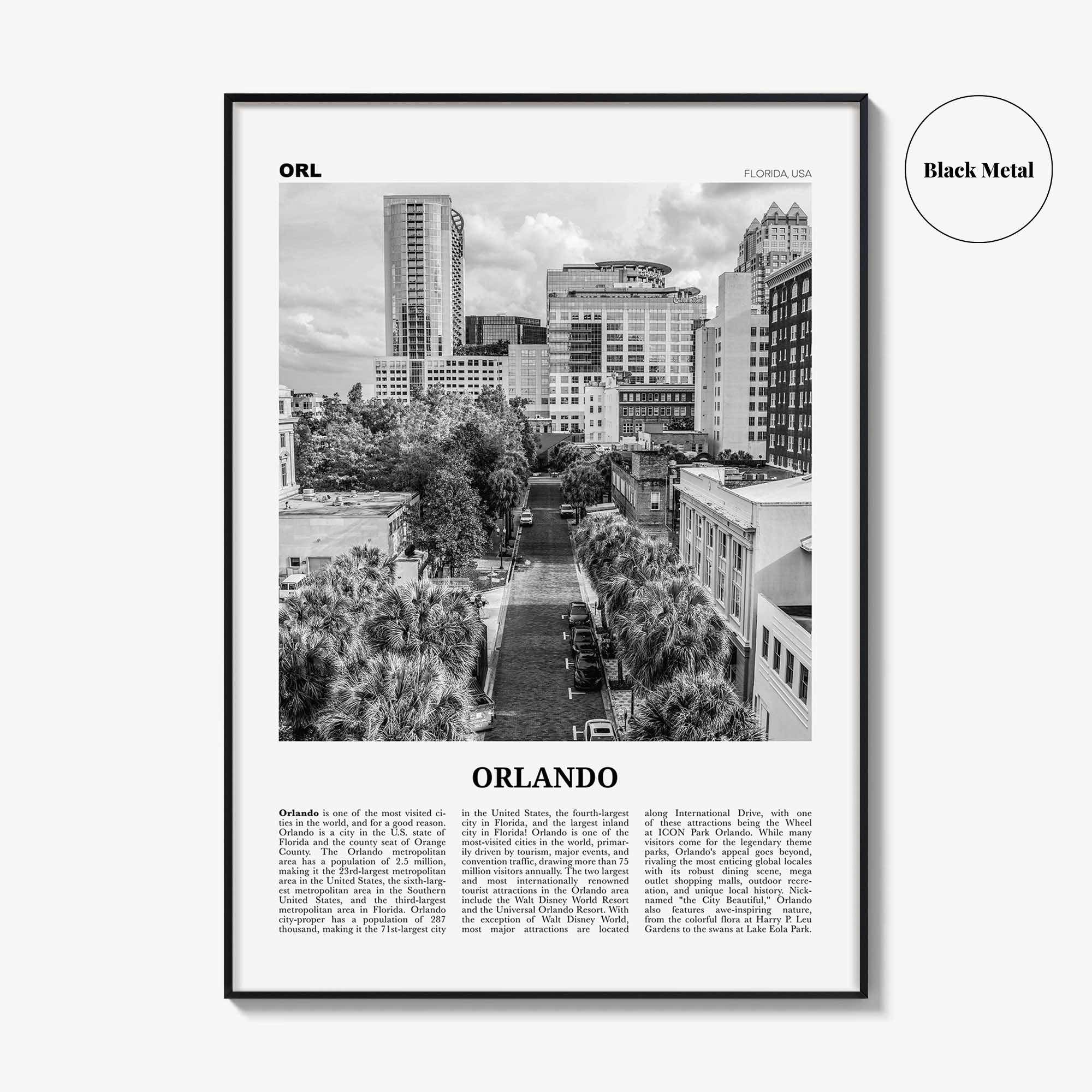 Orlando Print Black and White No 3, Orlando Wall Art, Orlando Poster, Orlando Photo, Orlando Wall Decor, Florida USA United States