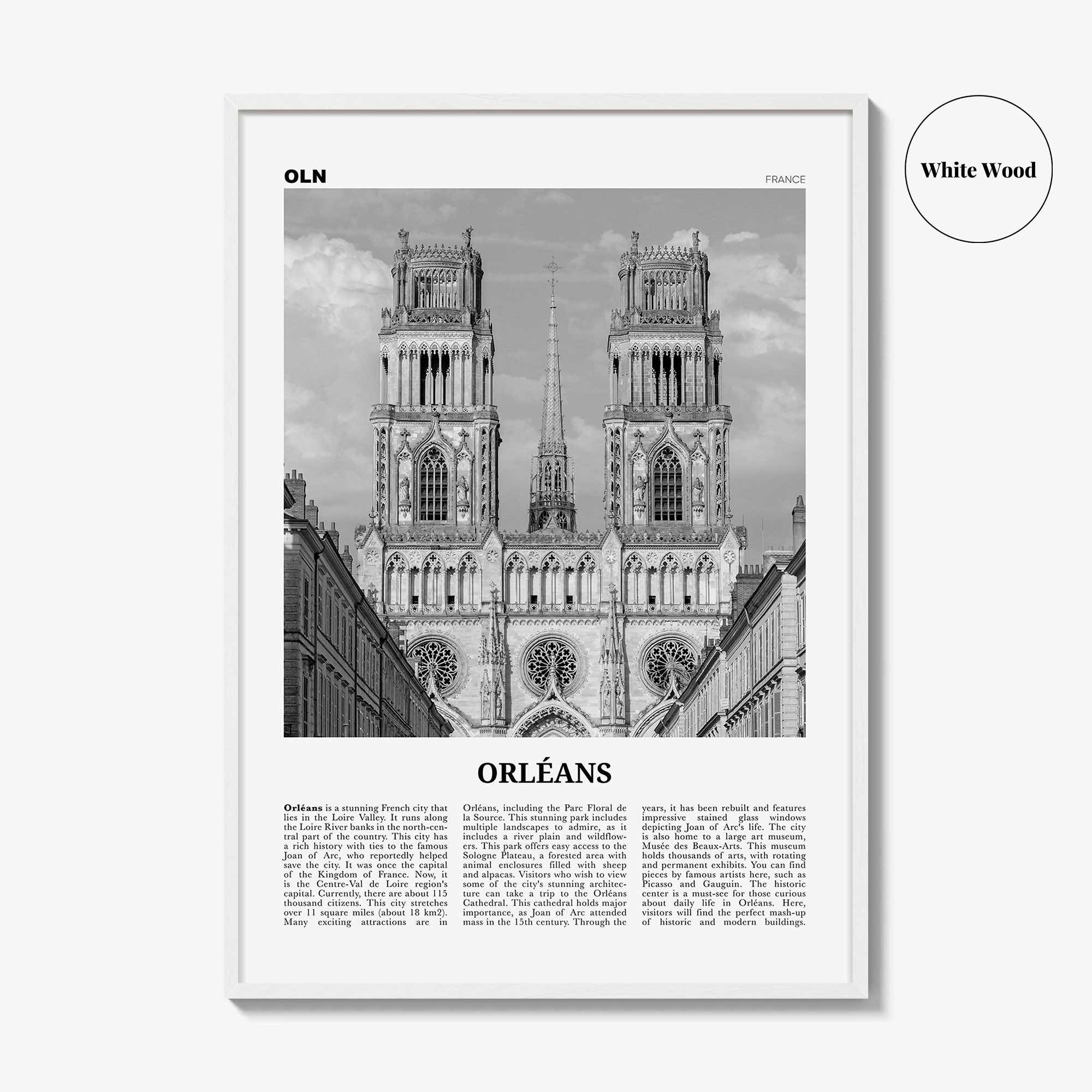 Orleans Print Black and White, Orléans Wall Art, Orléans Poster, Orléans Photo, Orléans Wall Décor, Orléans Map, France