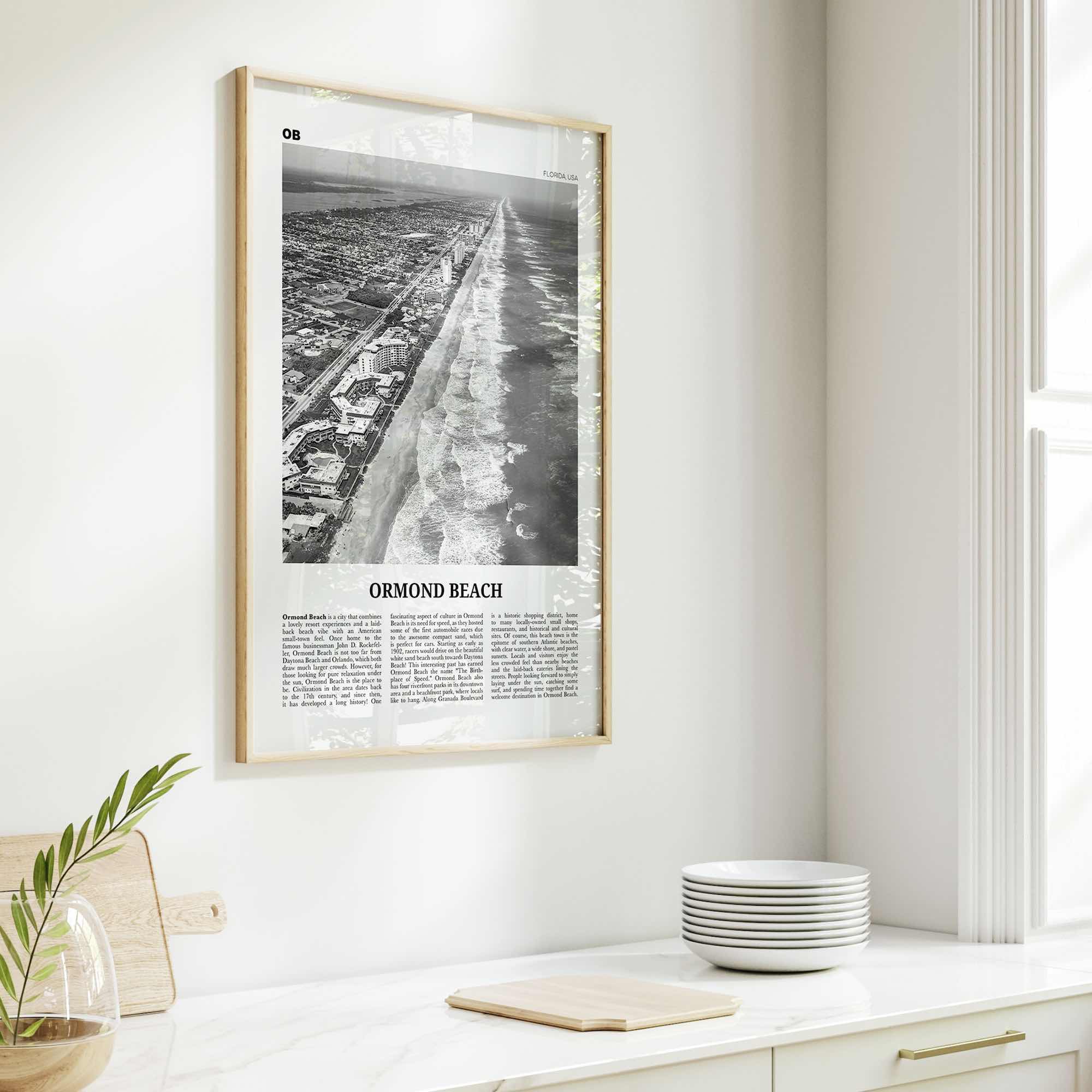 Ormond Beach Print Black and White, Ormond Beach Wall Art, Ormond Beach Poster, Ormond Beach Photo, Ormond Beach Wall Décor, Florida, USA