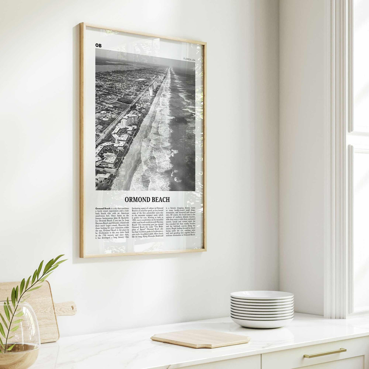 Ormond Beach Print Black and White, Ormond Beach Wall Art, Ormond Beach Poster, Ormond Beach Photo, Ormond Beach Wall Décor, Florida, USA