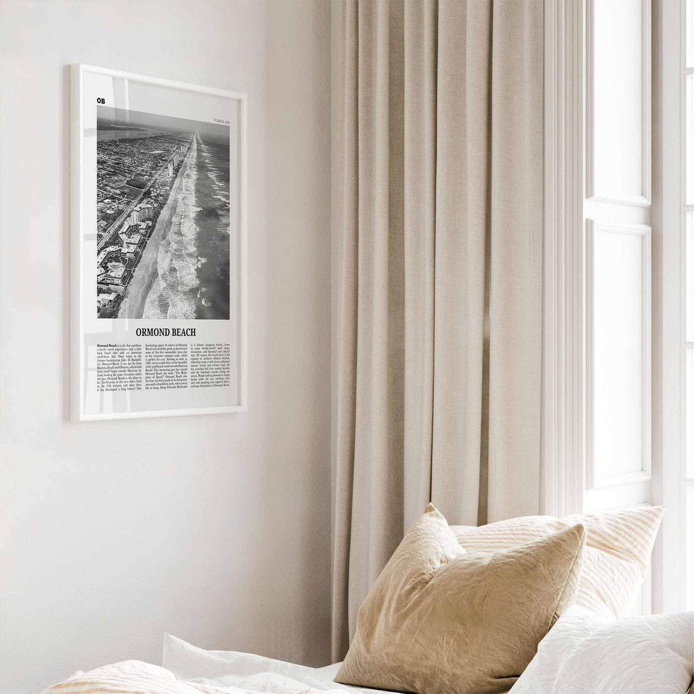 Ormond Beach Print Black and White, Ormond Beach Wall Art, Ormond Beach Poster, Ormond Beach Photo, Ormond Beach Wall Décor, Florida, USA