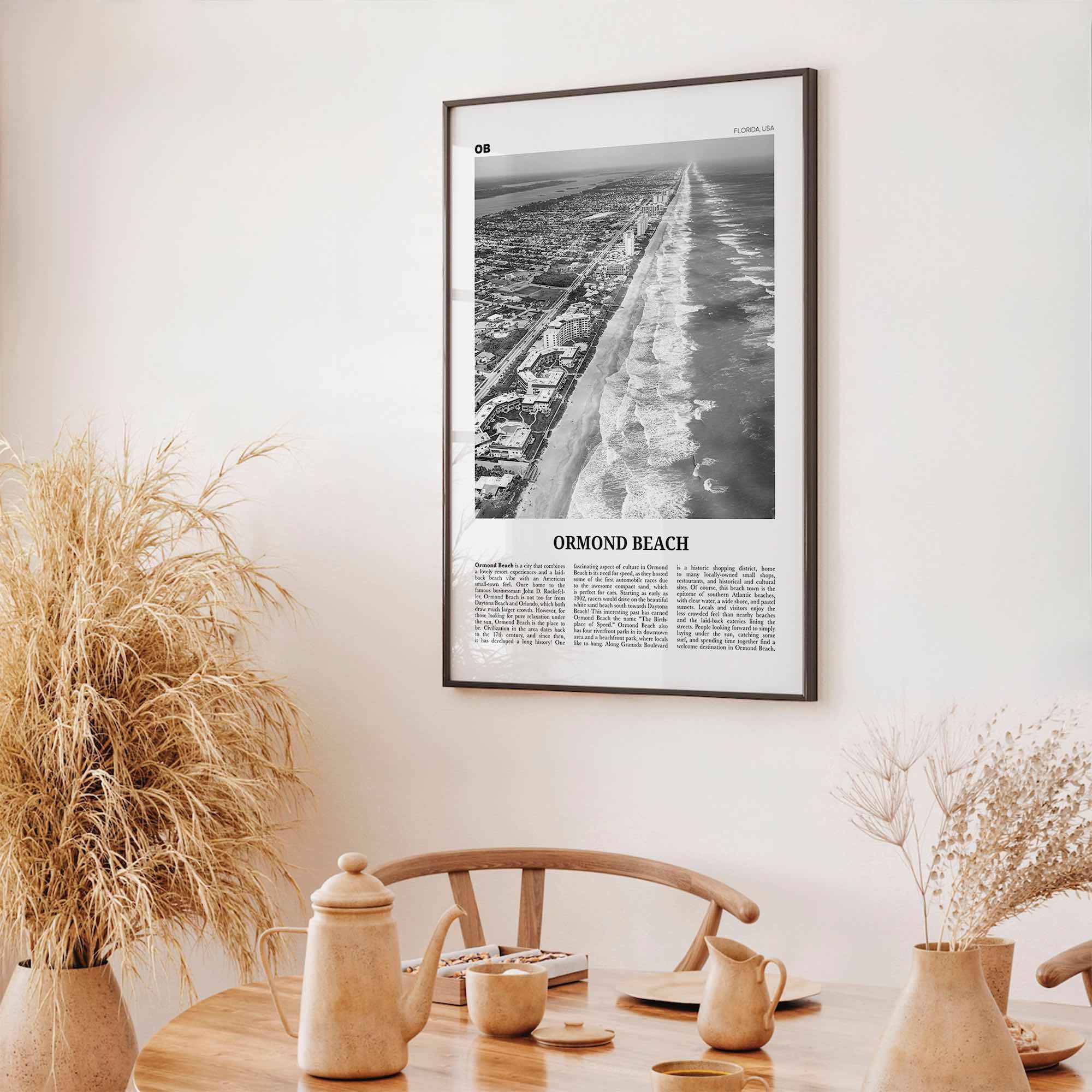 Ormond Beach Print Black and White, Ormond Beach Wall Art, Ormond Beach Poster, Ormond Beach Photo, Ormond Beach Wall Décor, Florida, USA